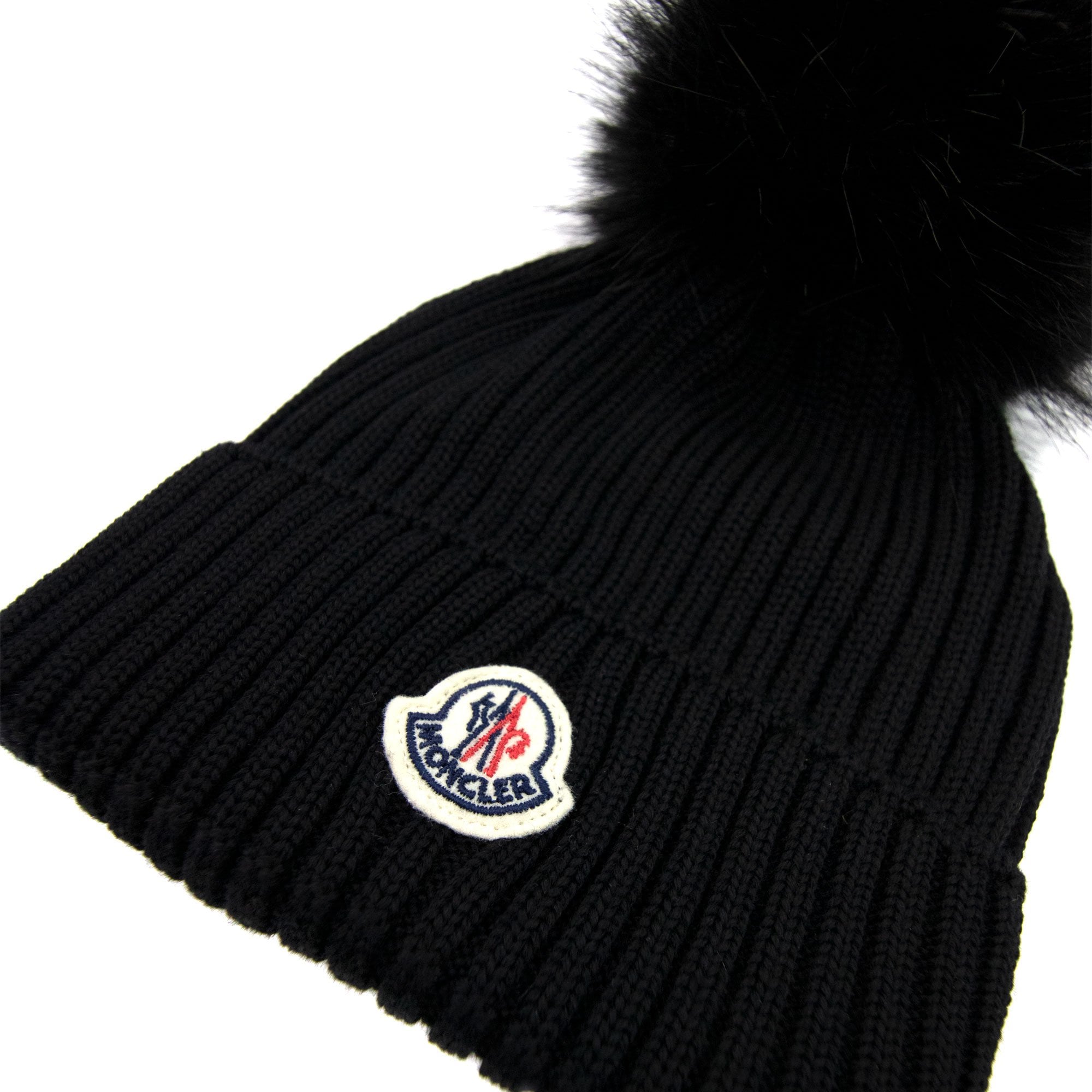 Moncler Women Berretto Pom Pom Wool Hat Black 999