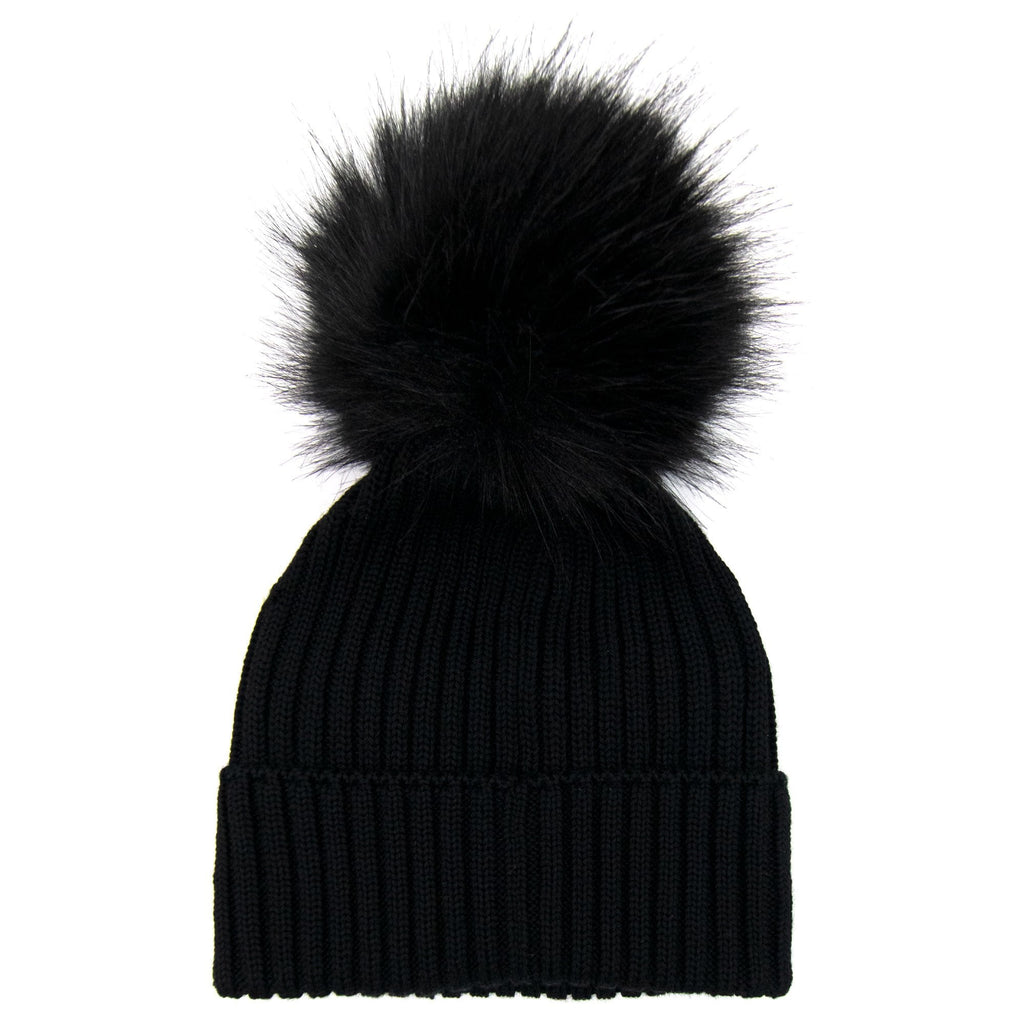 Moncler Women Berretto Pom Pom Wool Hat Black 999