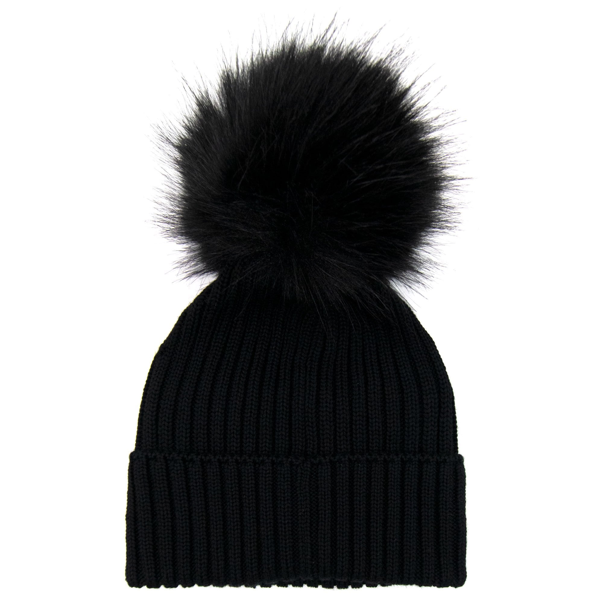 Moncler Women Berretto Pom Pom Wool Hat Black 999