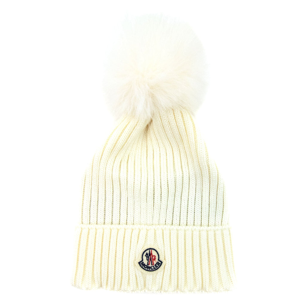 Moncler Women Berretto Pom Pom Wool Hat White 034