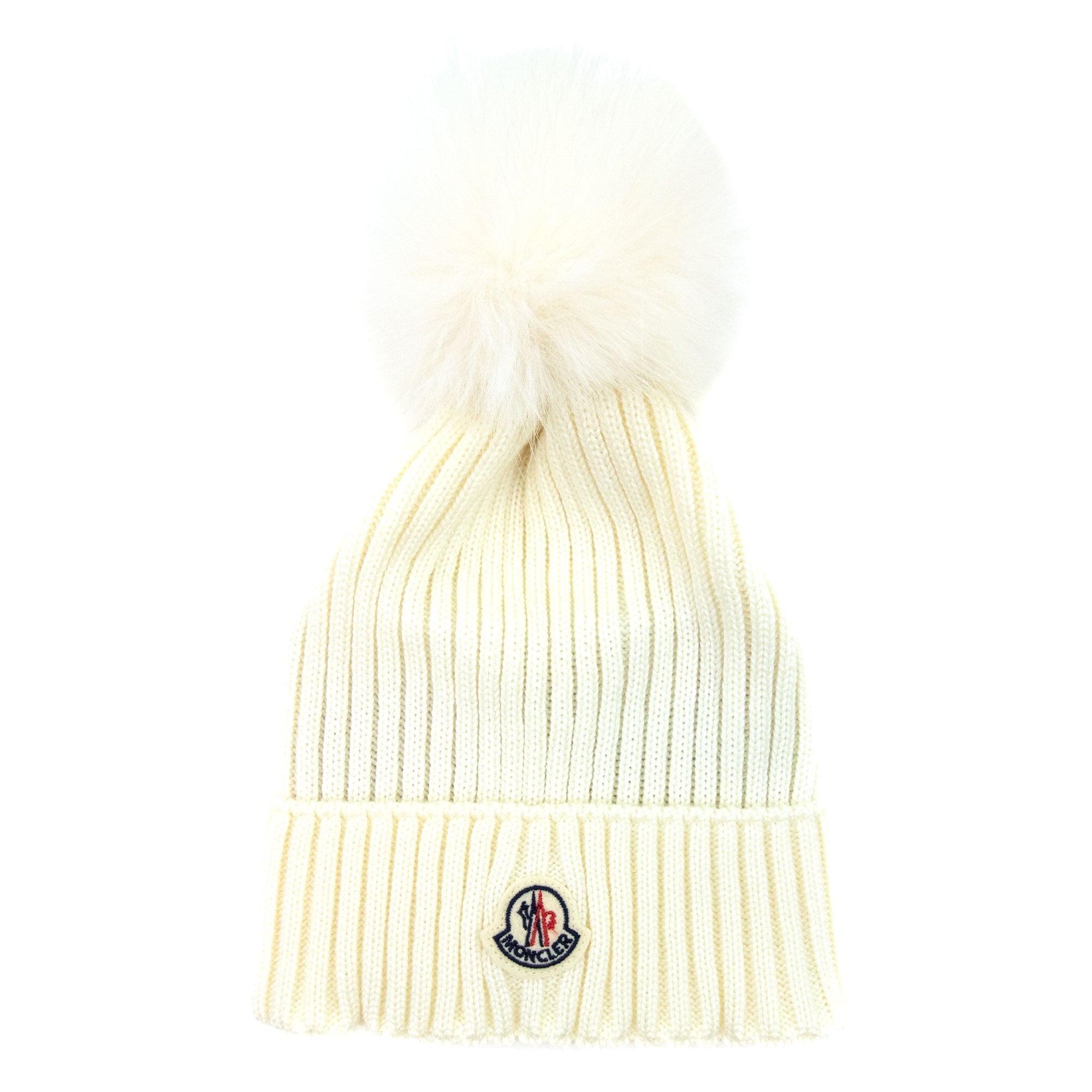 Moncler Women Berretto Pom Pom Wool Hat White 034