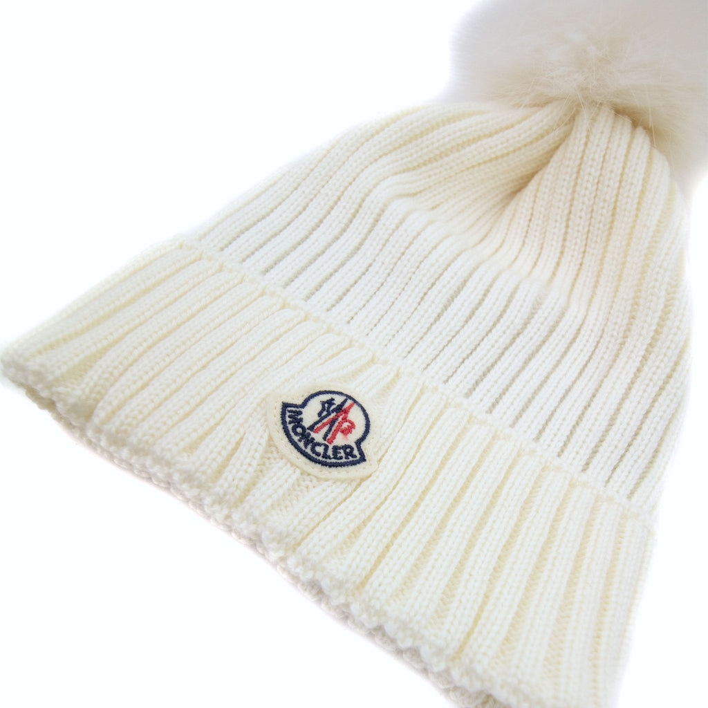 Moncler Women Berretto Pom Pom Wool Hat White 034