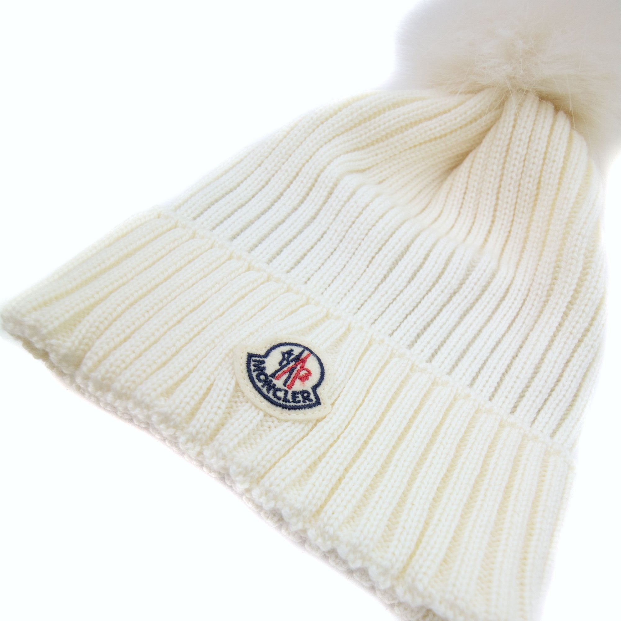 Moncler Women Berretto Pom Pom Wool Hat White 034