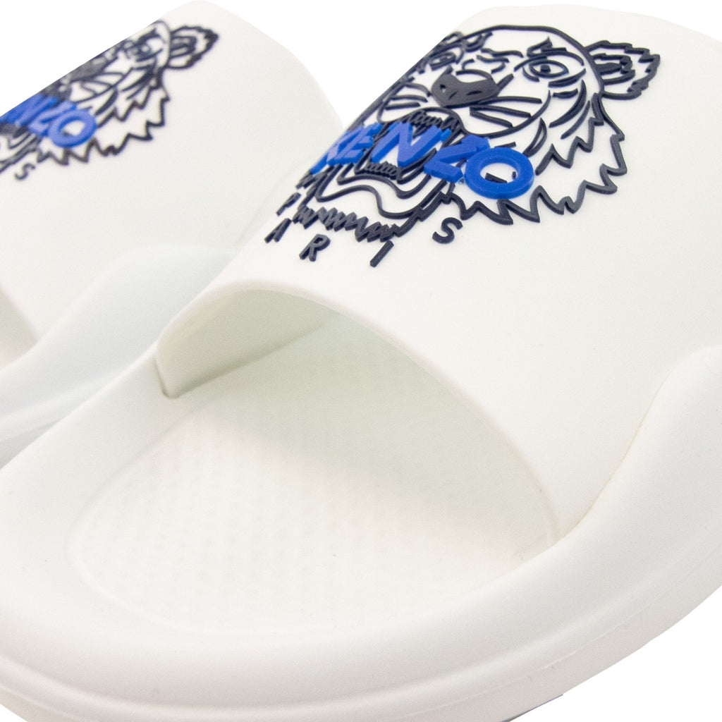 Kenzo Tiger Logo Pool Sliders White
