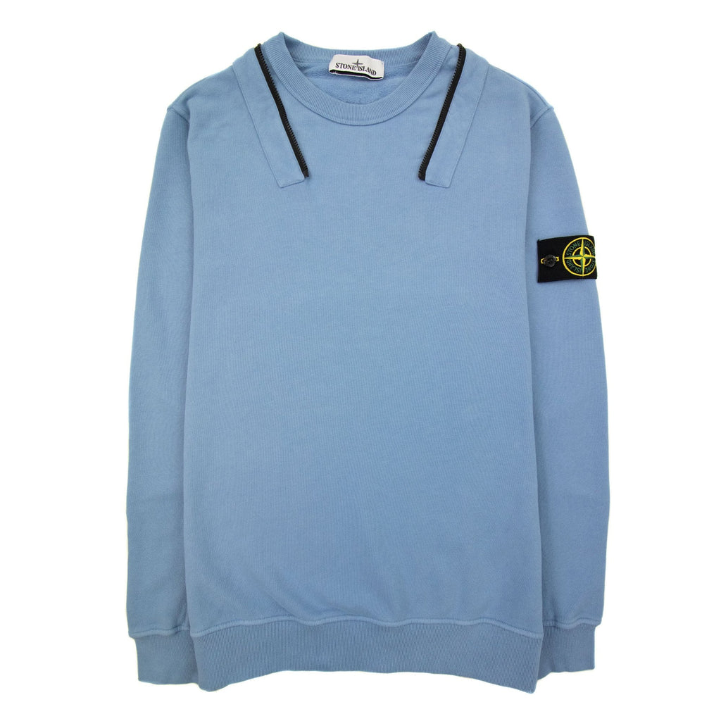 Stone Island 64920 Detachable Hood Sweatshirt Powder Blue V0046