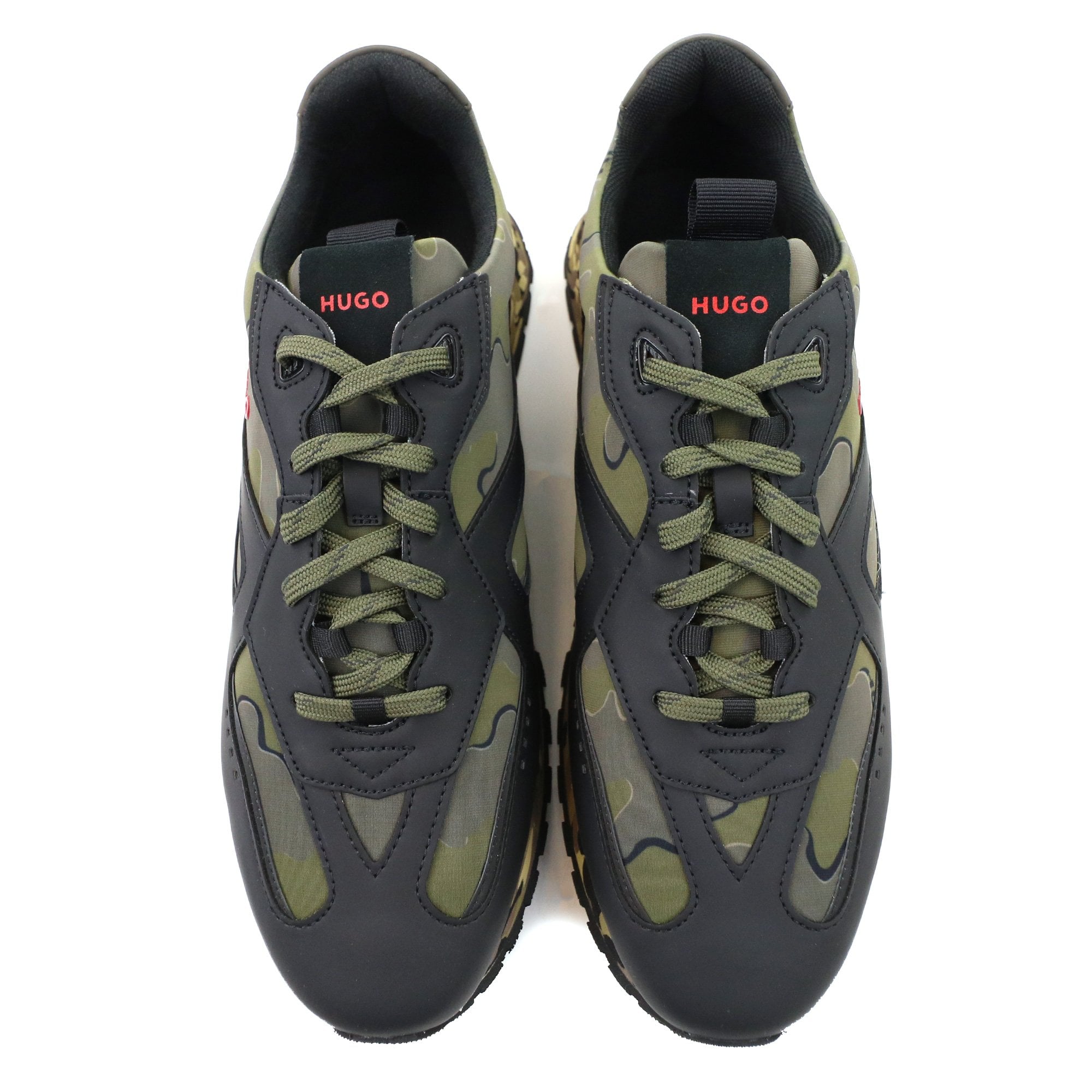 Hugo Camouflage Print Trainers Open Green