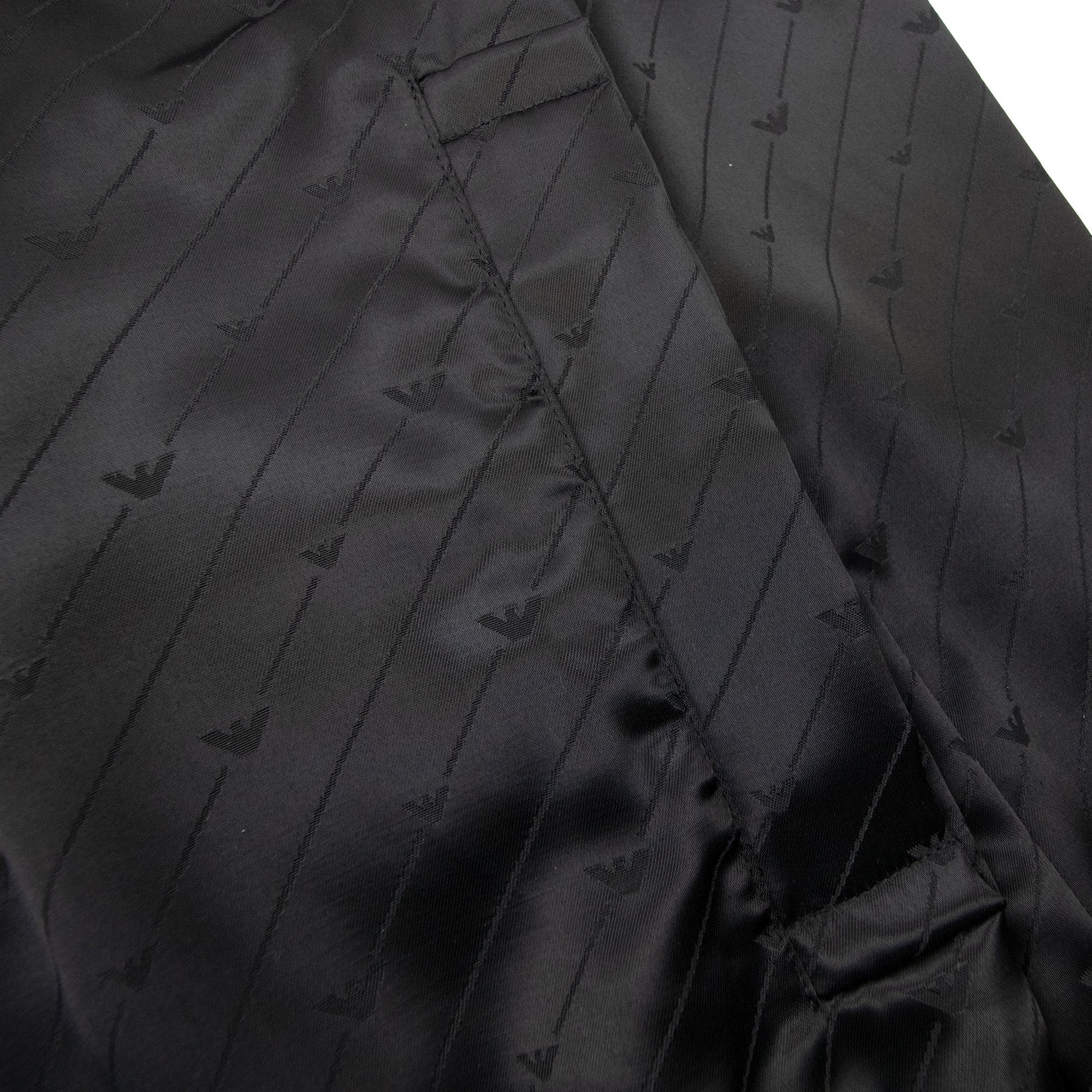 Emporio Armani Jacquard Nylon Hooded Blouson With All-over Eagle Black