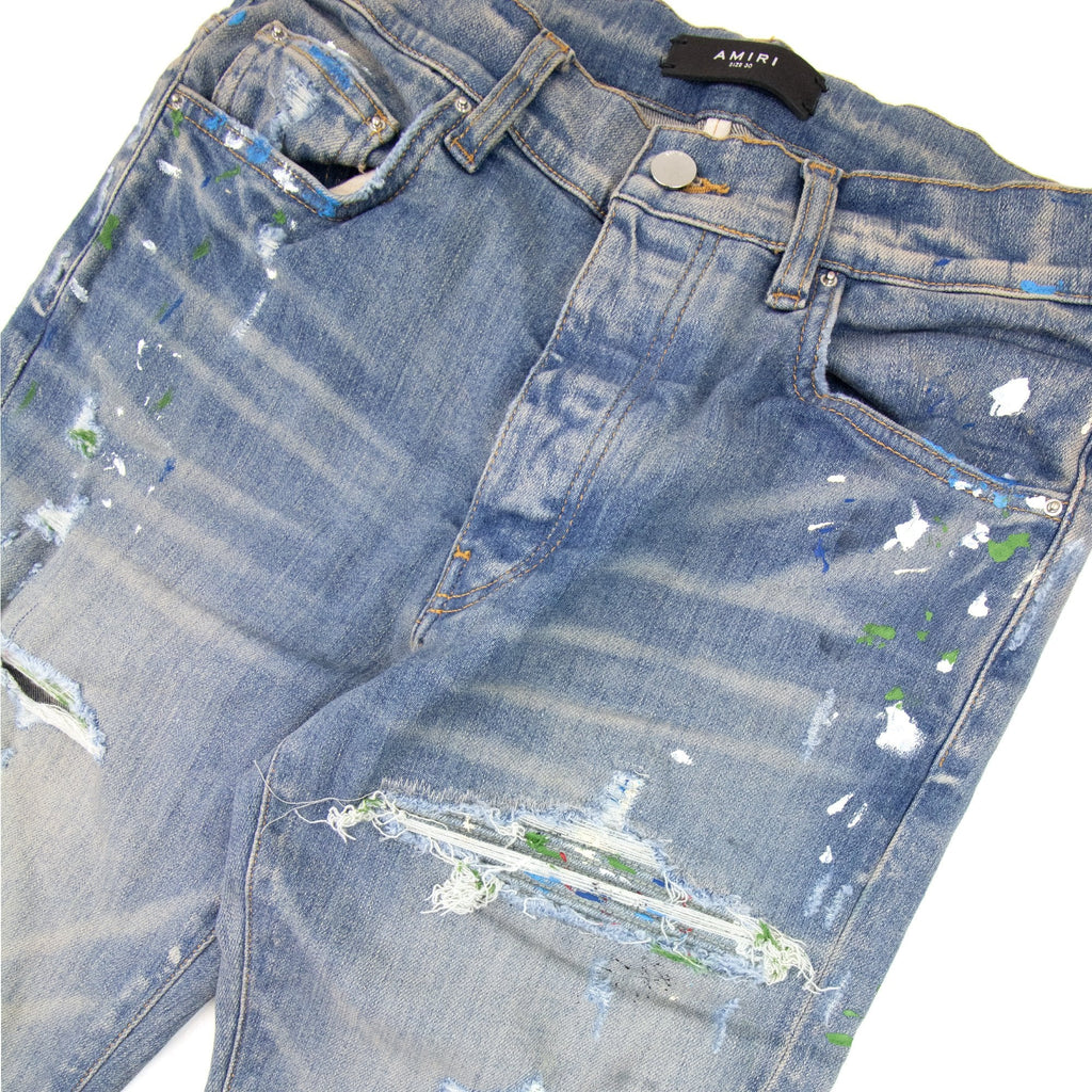 Amiri Paint Splatter Mx1 Jean Clay Indigo