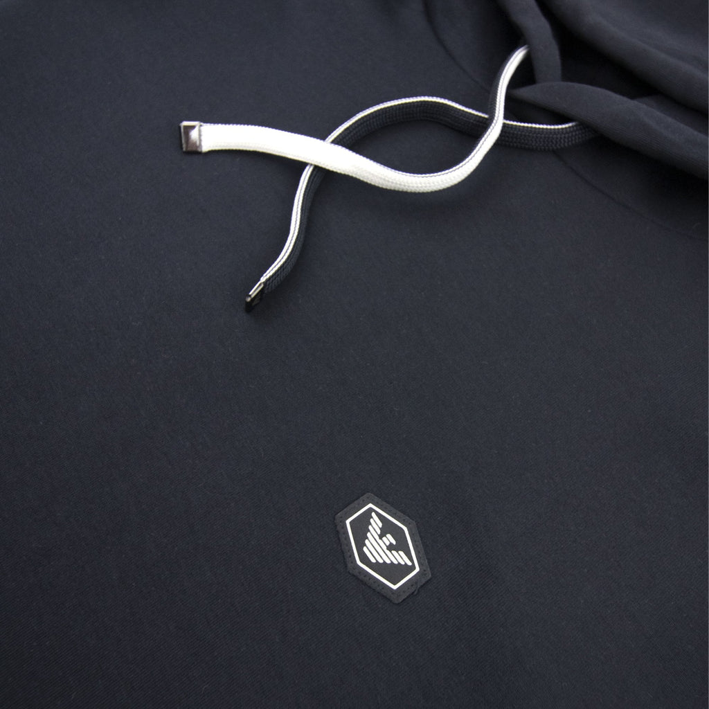 Emporio Armani Hooded Sweatshirt With Micro Logo Patch Navy