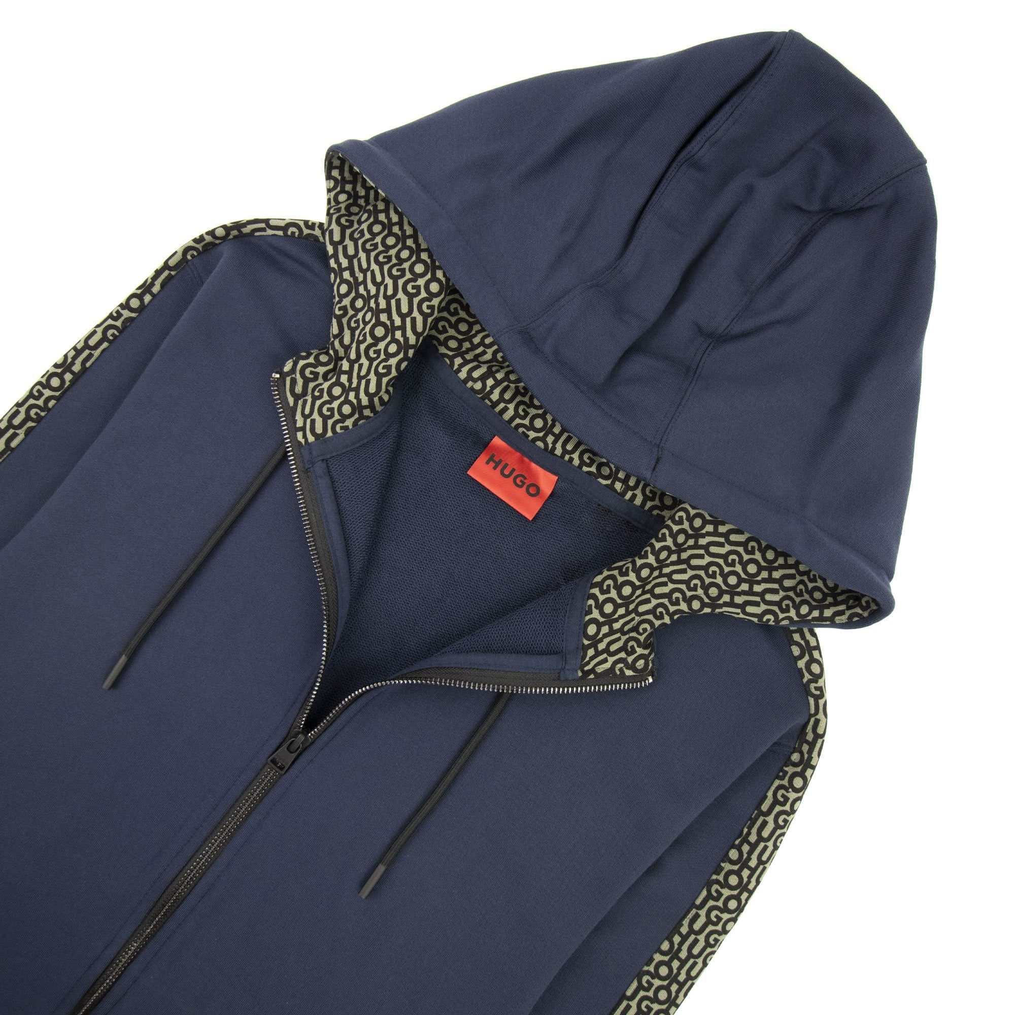 Hugo Dobbins Repeat Logo Zip Up Hoody Dark Blue 405