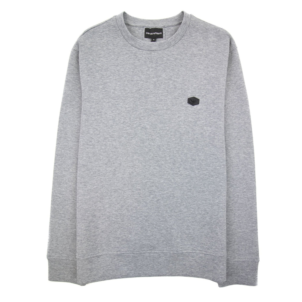 Emporio Armani Double-jersey Sweatshirt With Micro Logo Patch Light Grey