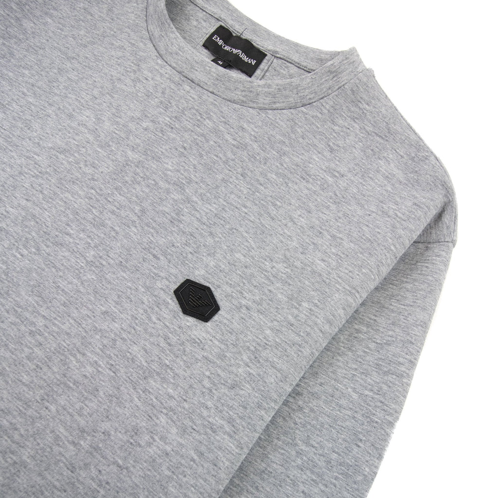 Emporio Armani Double-jersey Sweatshirt With Micro Logo Patch Light Grey