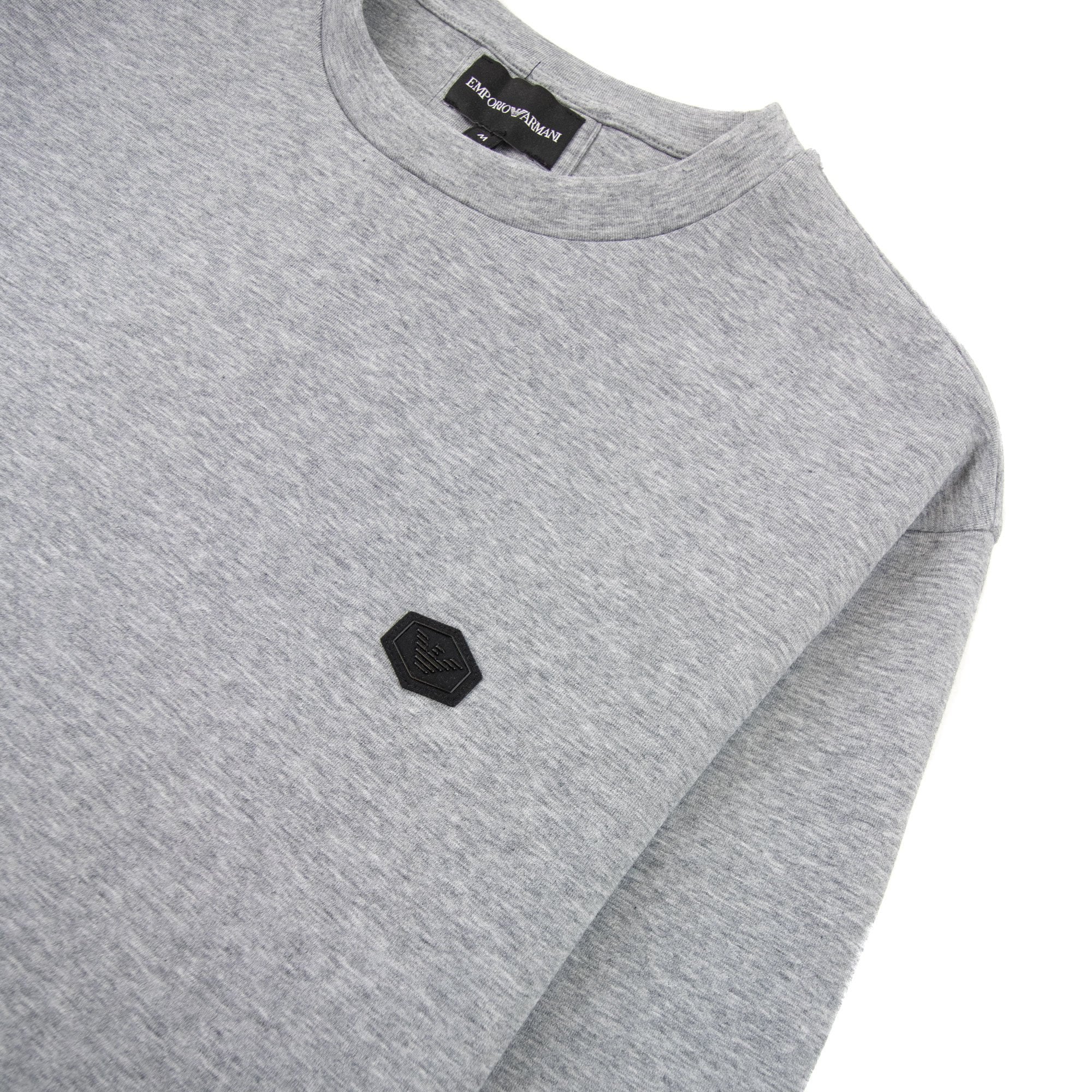 Emporio Armani Double-jersey Sweatshirt With Micro Logo Patch Light Grey