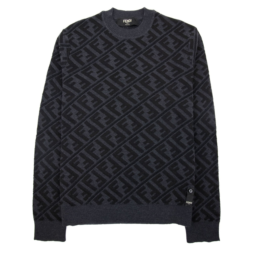 Fendi All-over Diagonal Jacquard Ff Knit Black