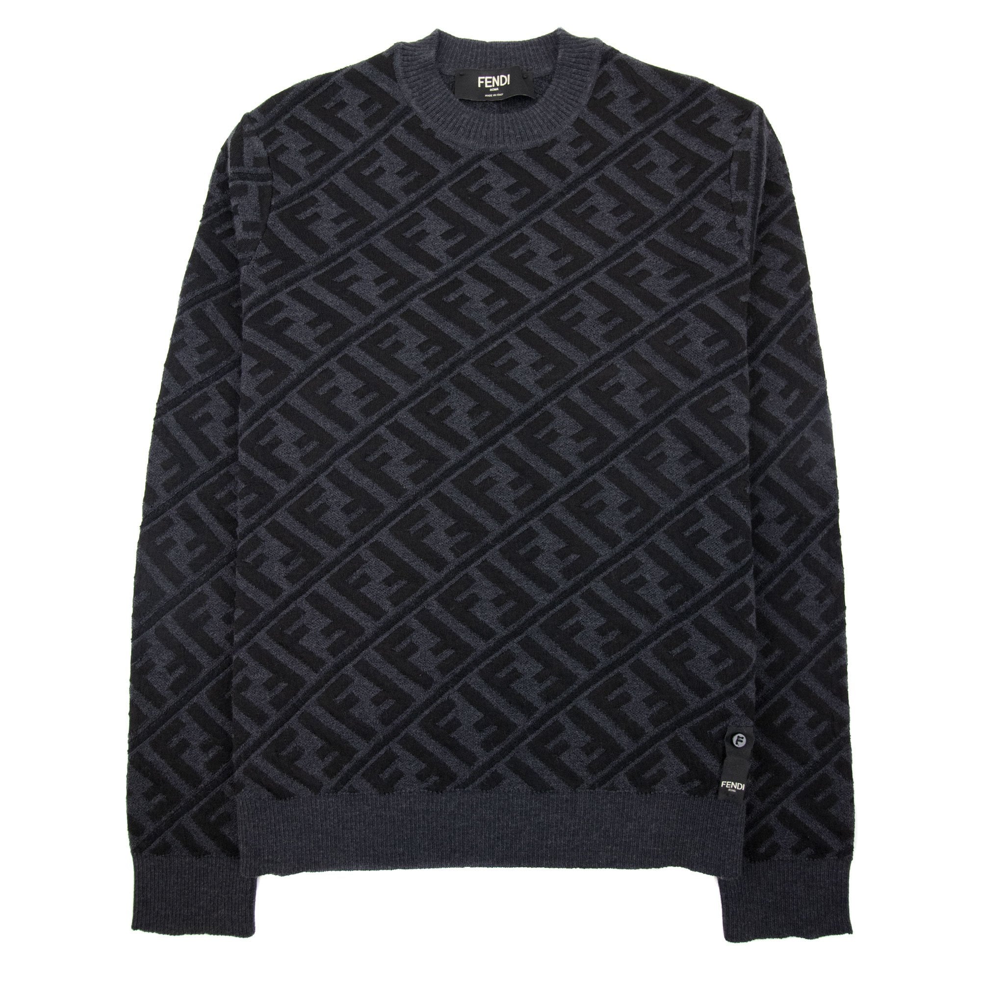 Fendi All-over Diagonal Jacquard Ff Knit Black
