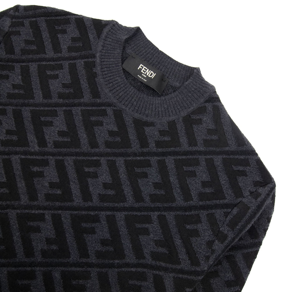 Fendi All-over Diagonal Jacquard Ff Knit Black