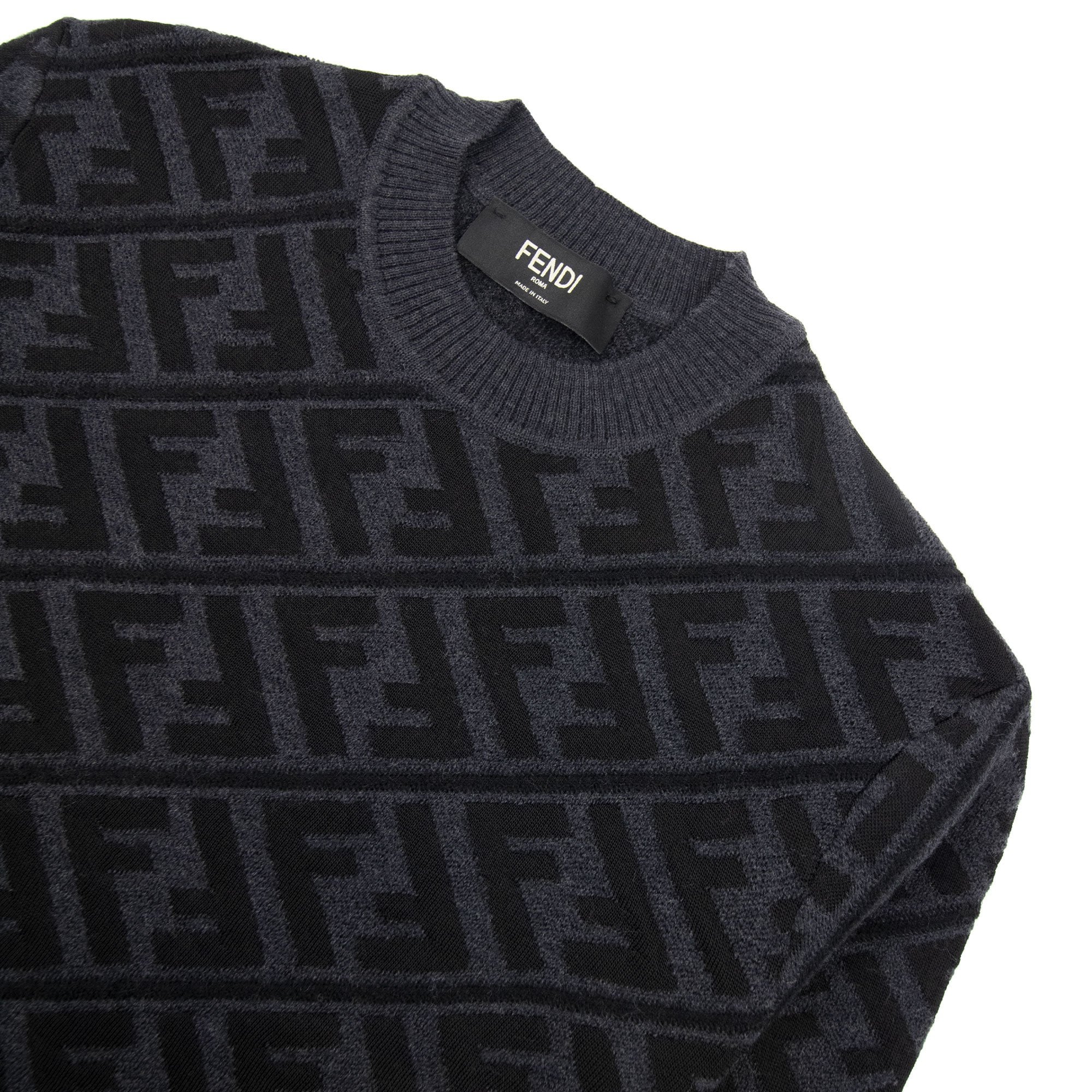 Fendi All-over Diagonal Jacquard Ff Knit Black