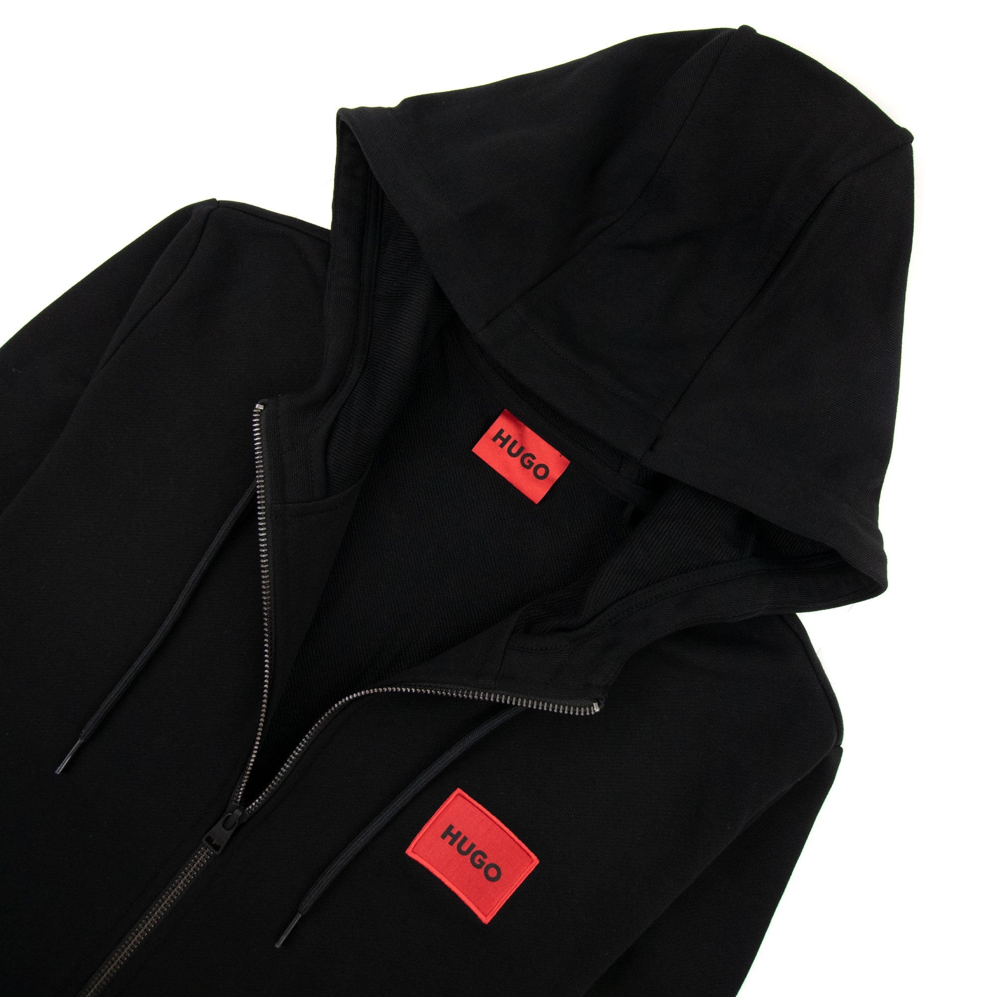Hugo Daple212 Patch Logo Zip Up Sweatshirt Black 001