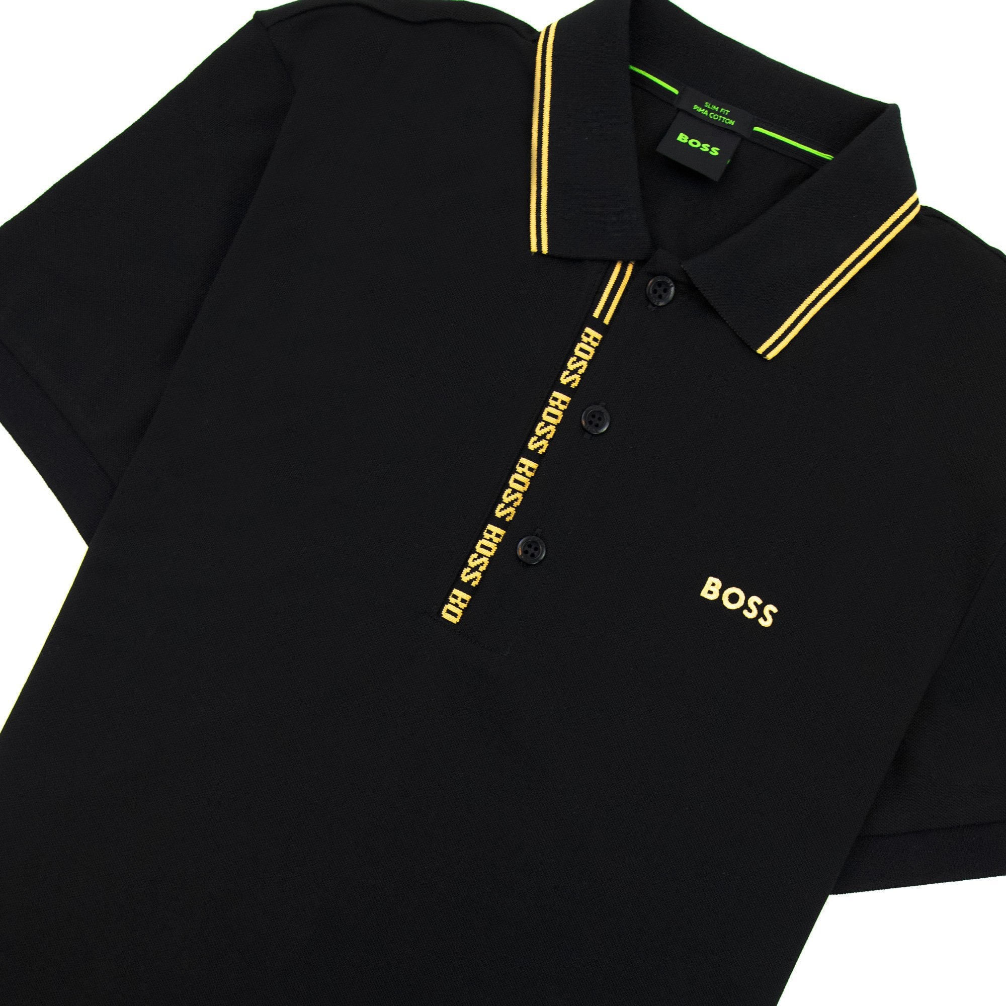 Hugo Boss Paule 4 Slim Fit Branded Placket Polo Black 005