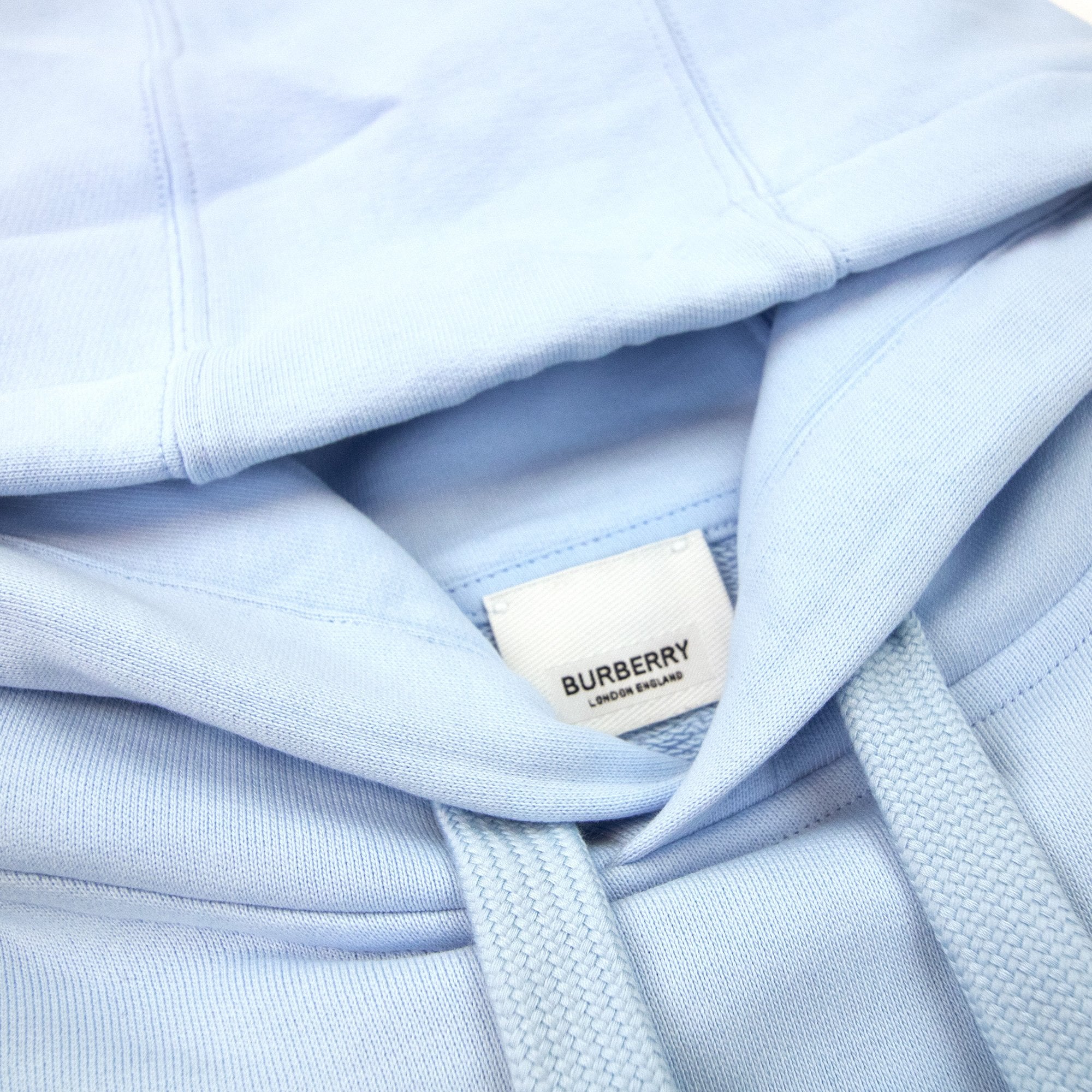 Burberry Logo Print Cotton Hoodied Sweatshirt Pale Blue