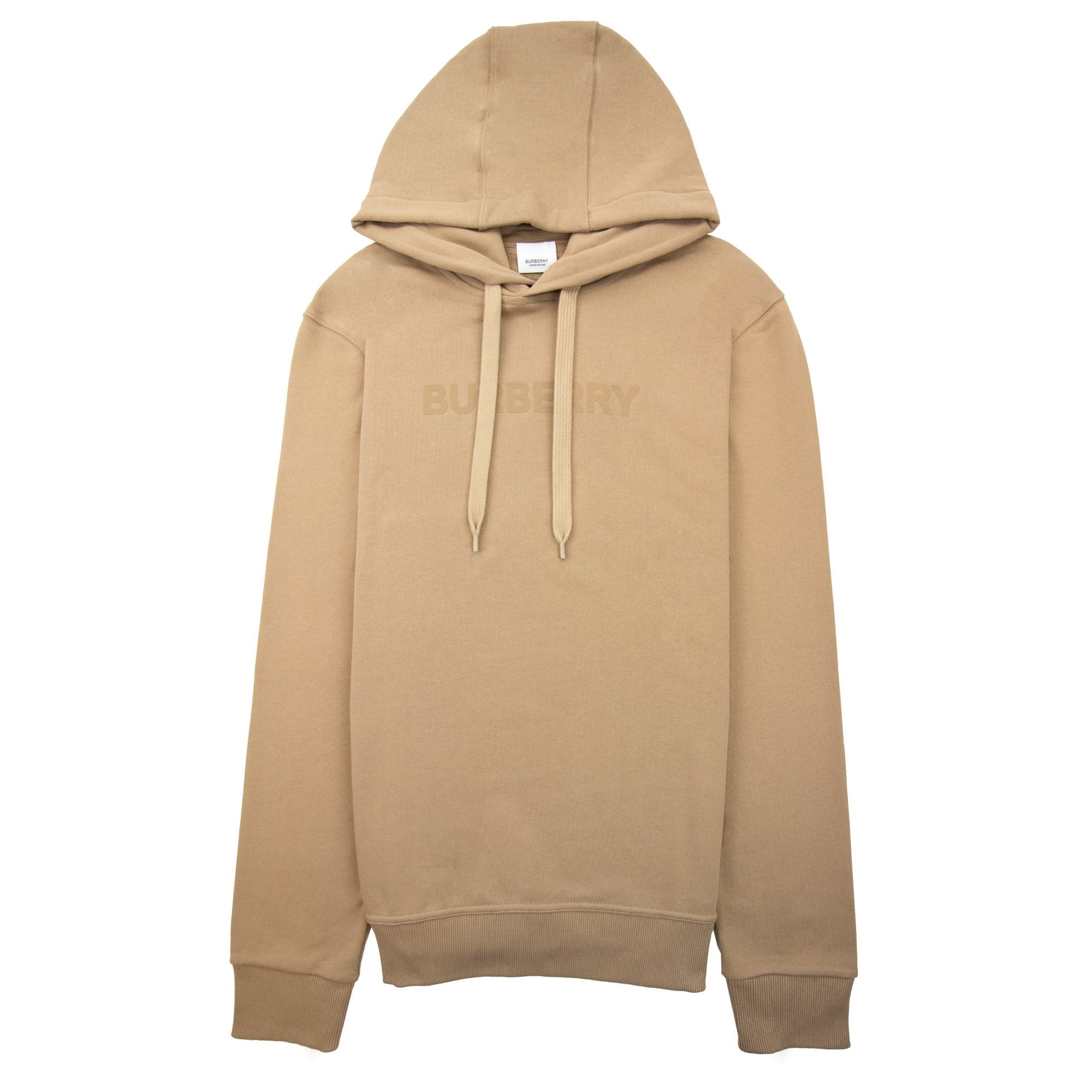 Burberry Logo Print Cotton Hoodied Sweatshirt Camel