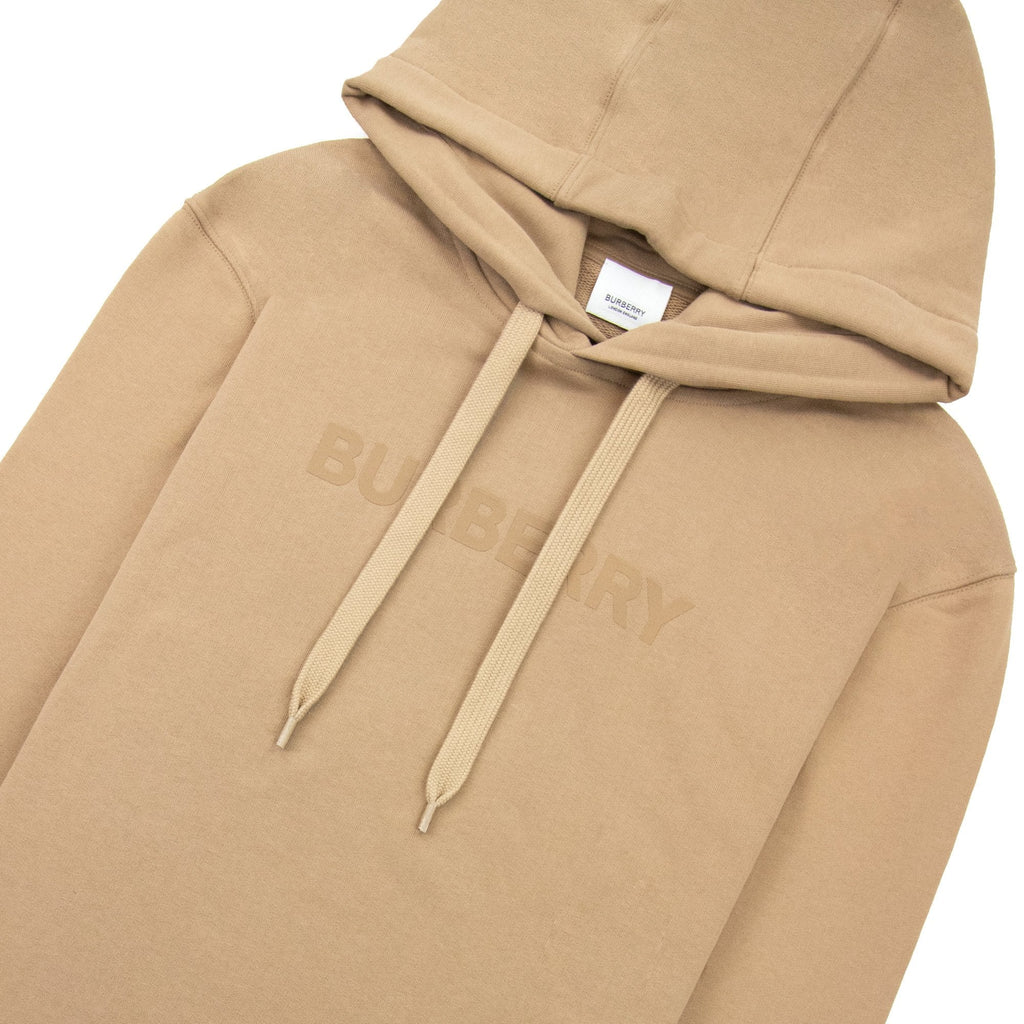Burberry Logo Print Cotton Hoodied Sweatshirt Camel