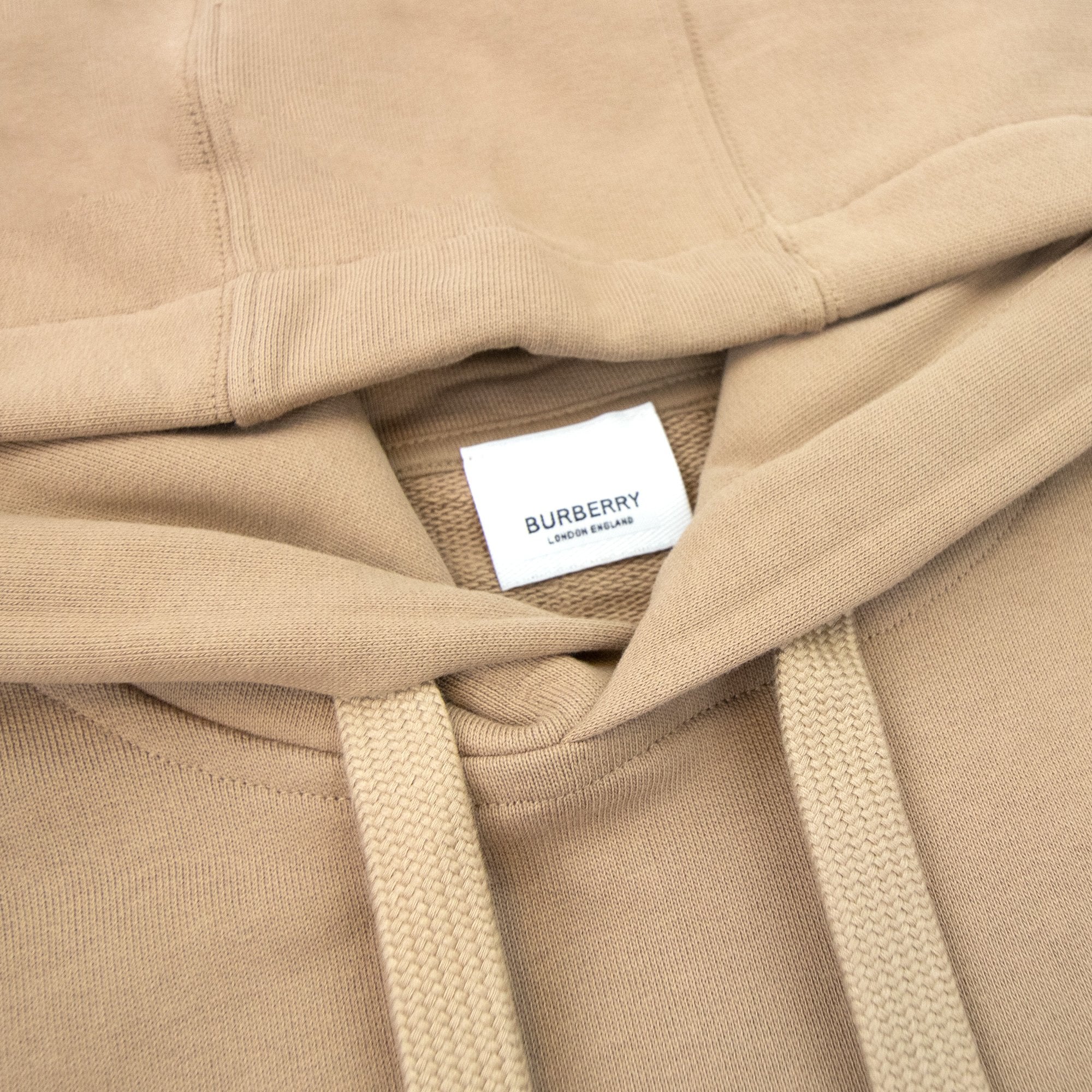 Burberry Logo Print Cotton Hoodied Sweatshirt Camel