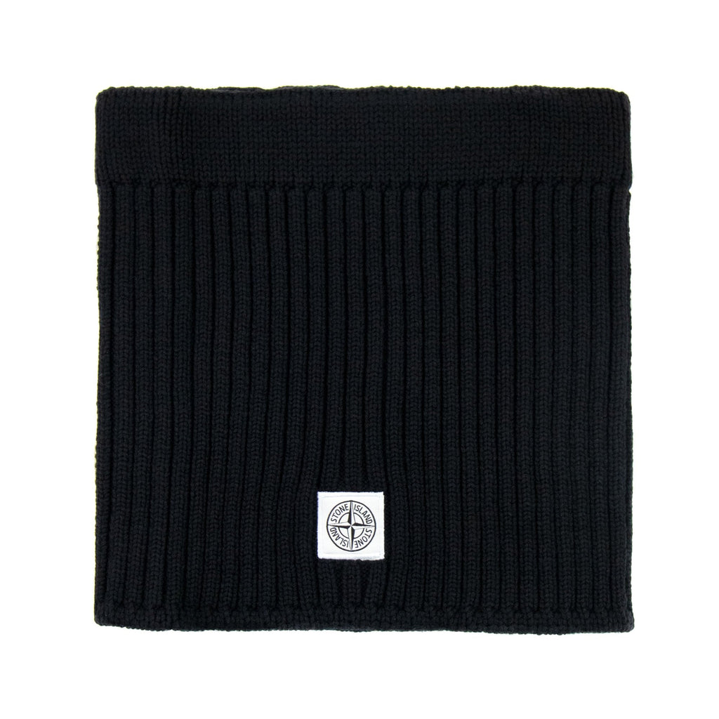Stone Island Junior N15a9 Logo Patch Ribbed Snood Black V0029