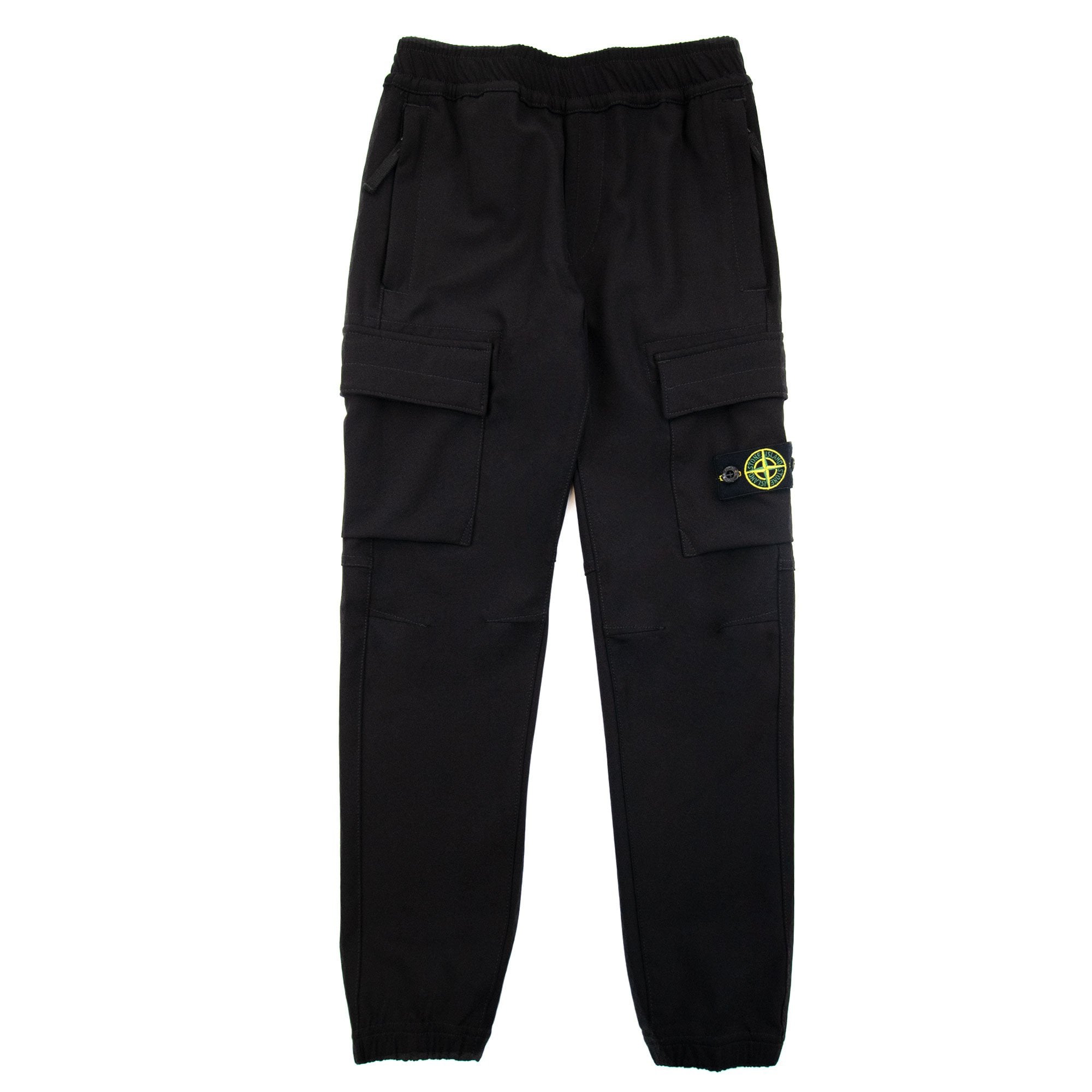 Stone Island Junior 30612 Stretch Nylon Canvas Cargo Trouser Black V0029