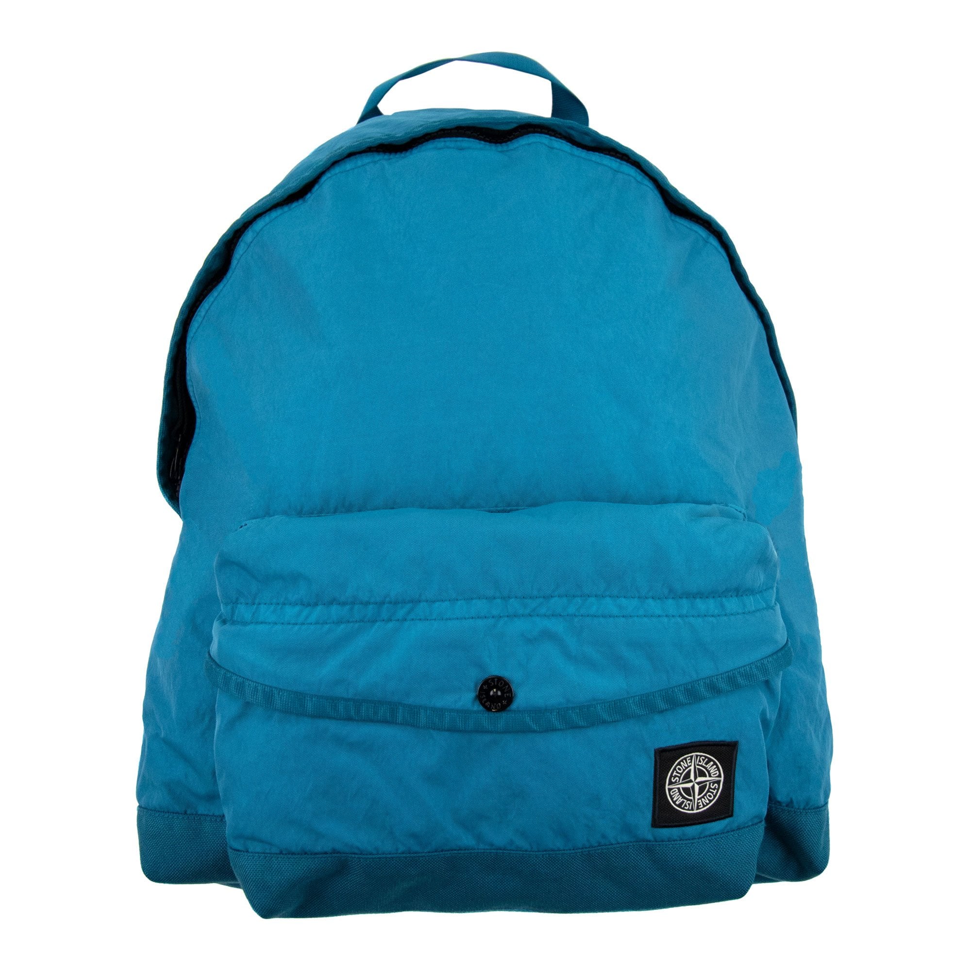 Stone Island Junior Logo Patch Zip Up Backpack Aqua Blue V0023