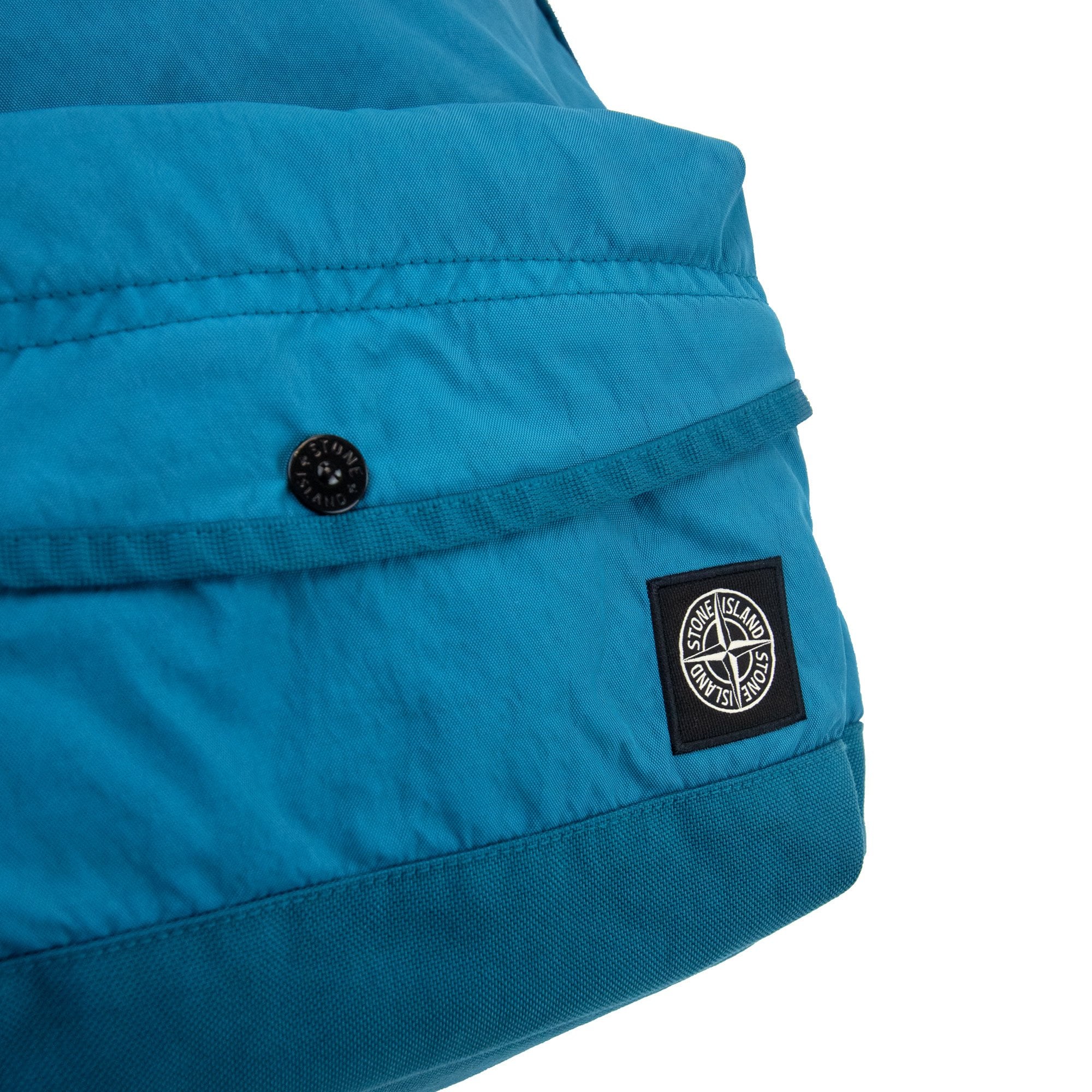 Stone Island Junior Logo Patch Zip Up Backpack Aqua Blue V0023