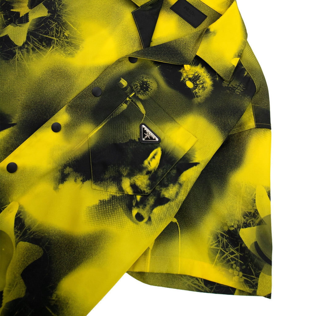 Prada Short Sleeved Printed Re Nylon Shirt Yellow