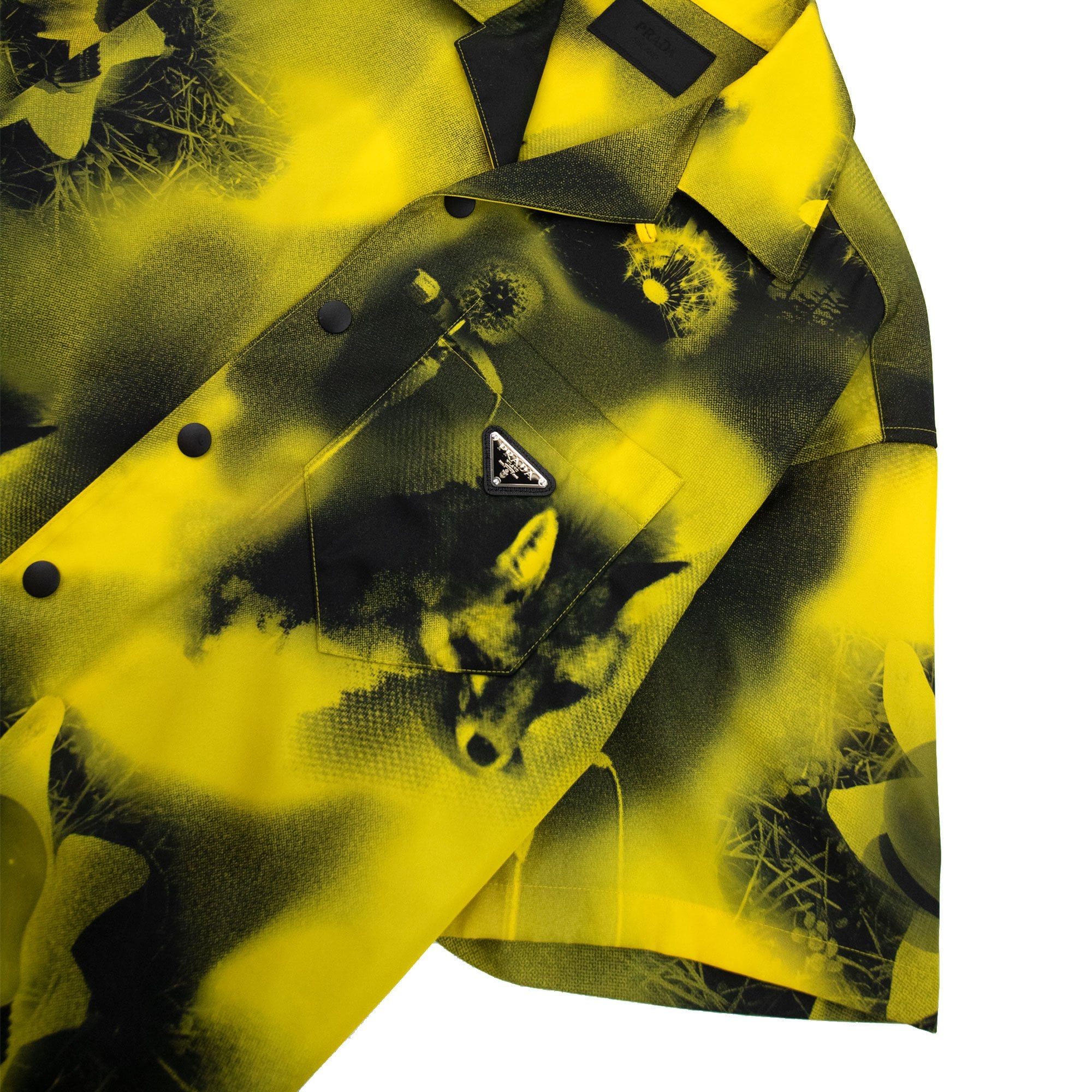 Prada Short Sleeved Printed Re Nylon Shirt Yellow