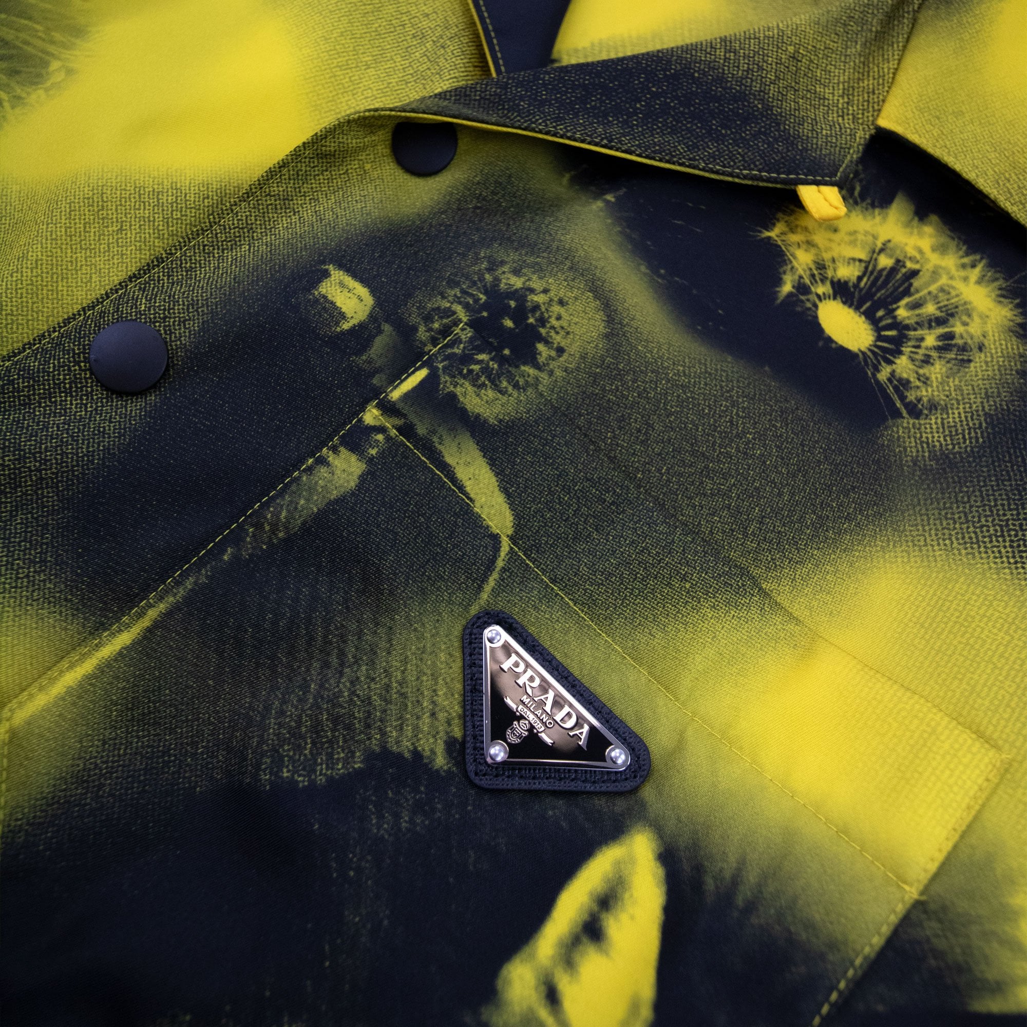 Prada Short Sleeved Printed Re Nylon Shirt Yellow