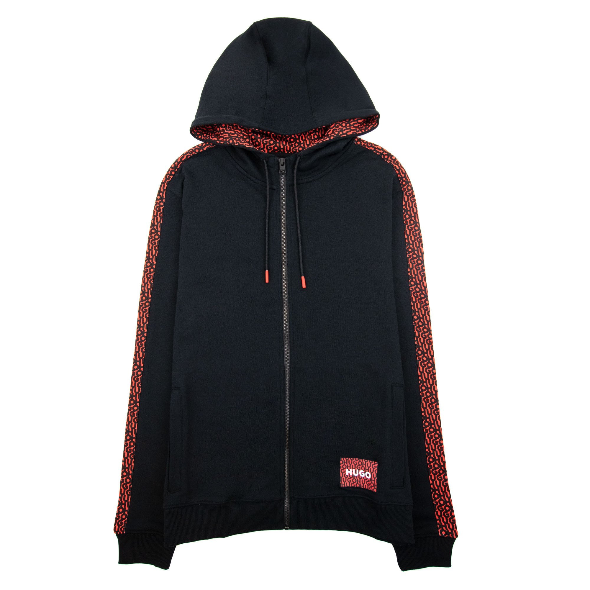 Hugo Dobbins Repeat Logo Zip Up Hoody Black 001