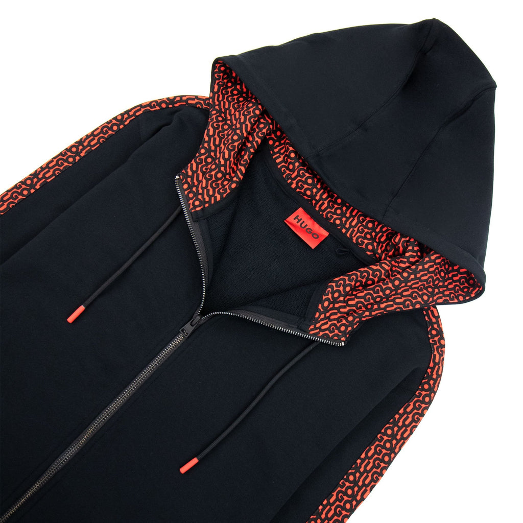 Hugo Dobbins Repeat Logo Zip Up Hoody Black 001