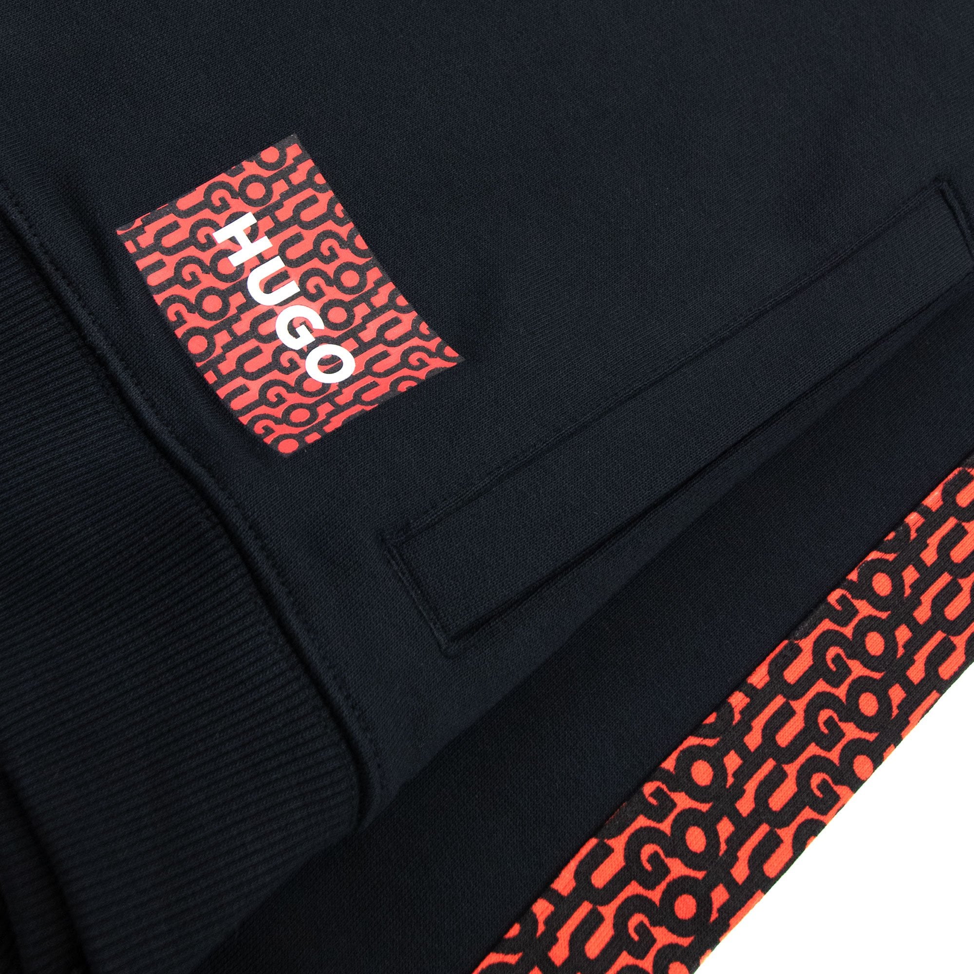 Hugo Dobbins Repeat Logo Zip Up Hoody Black 001