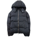 Emporio Armani Hooded Puffer Jacket In All-over Ea Jacquard Nylon Black