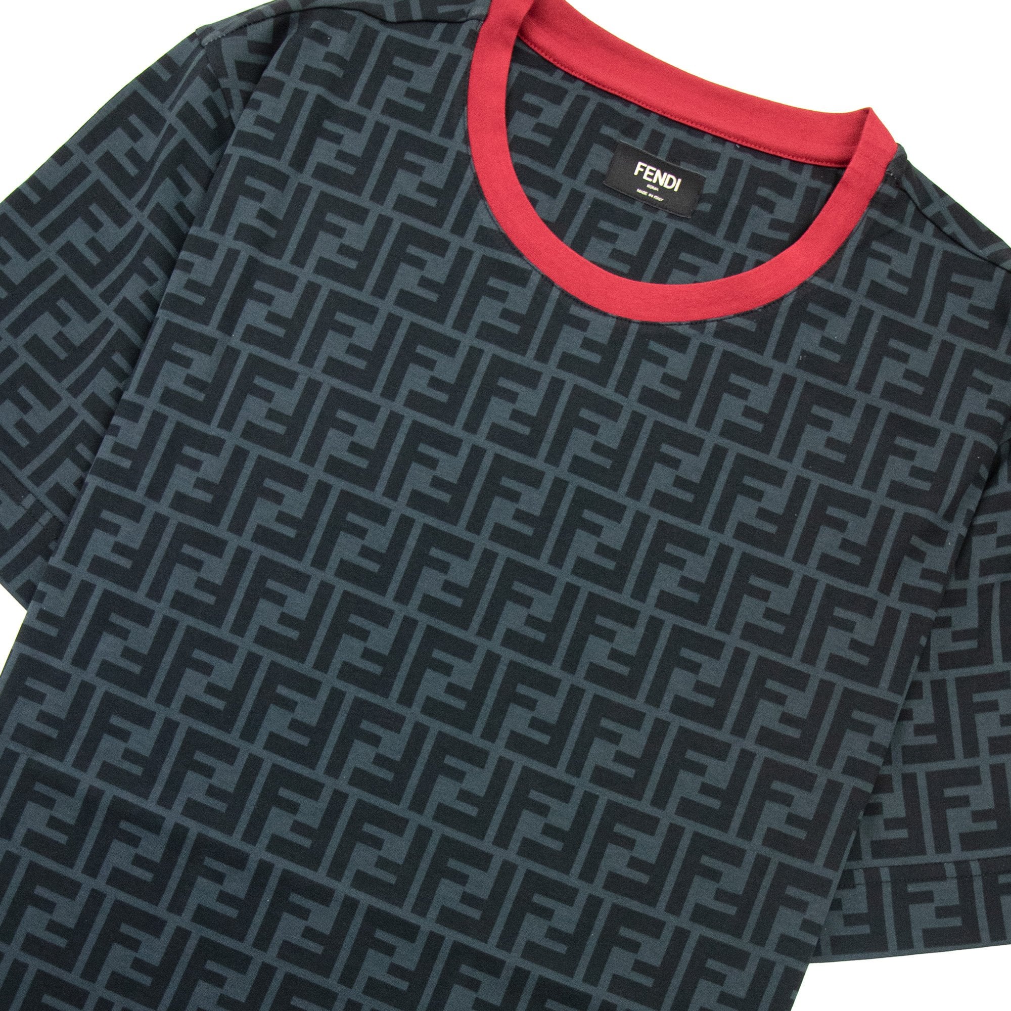 Fendi Ff Logo Print T Shirt Black/red