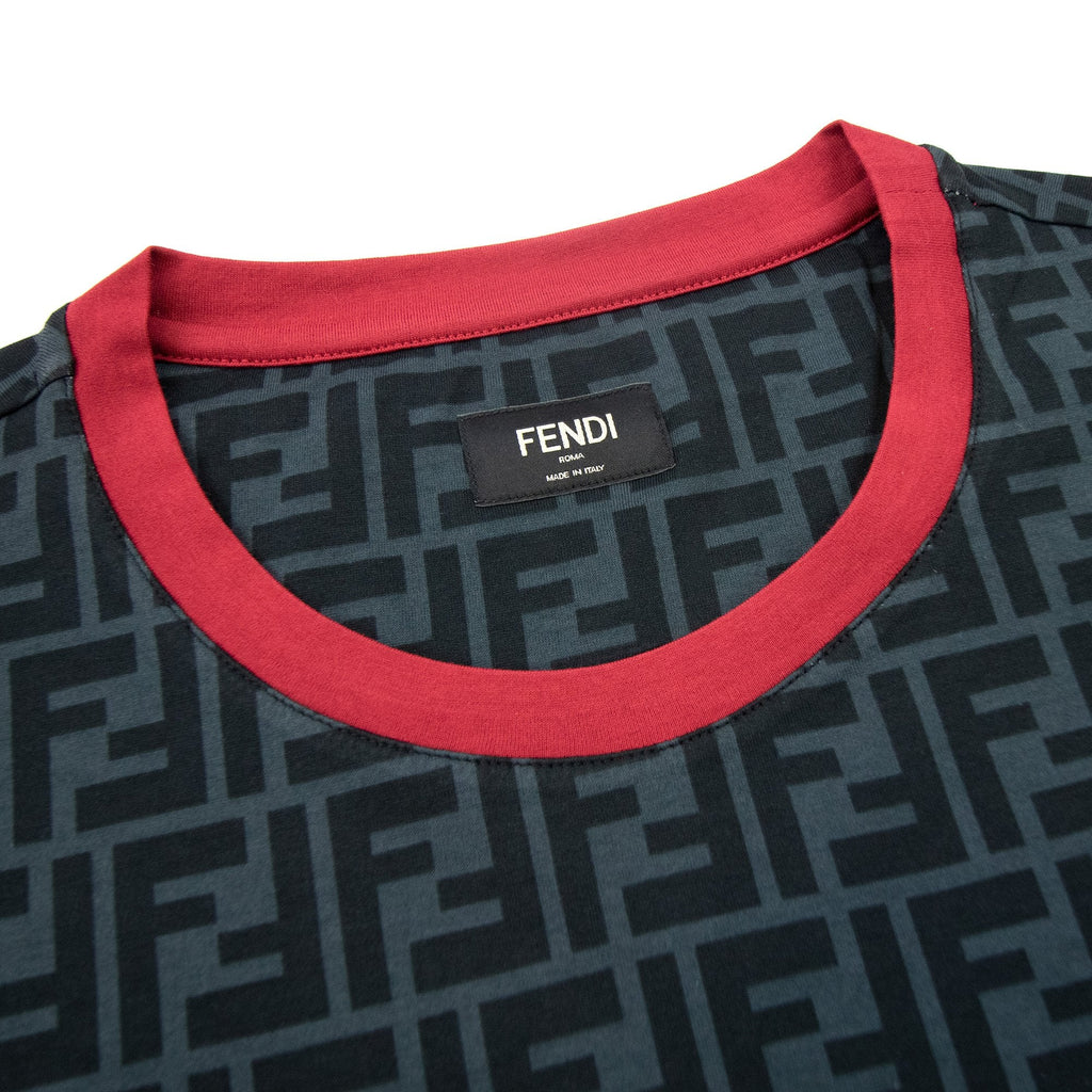 Fendi Ff Logo Print T Shirt Black/red