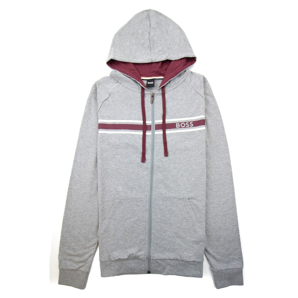 Hugo Boss Authentic Stripe Logo Zip Up Hoody Grey 033