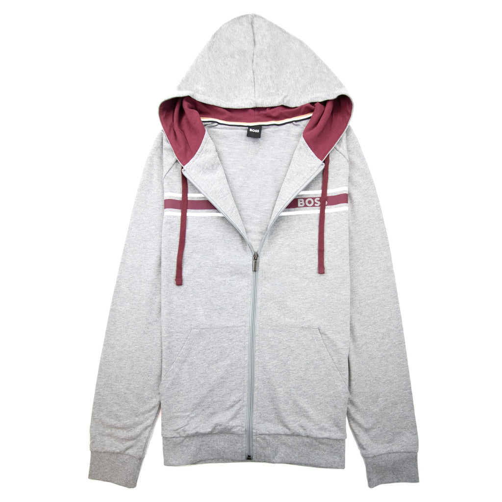 Hugo Boss Authentic Stripe Logo Zip Up Hoody Grey 033