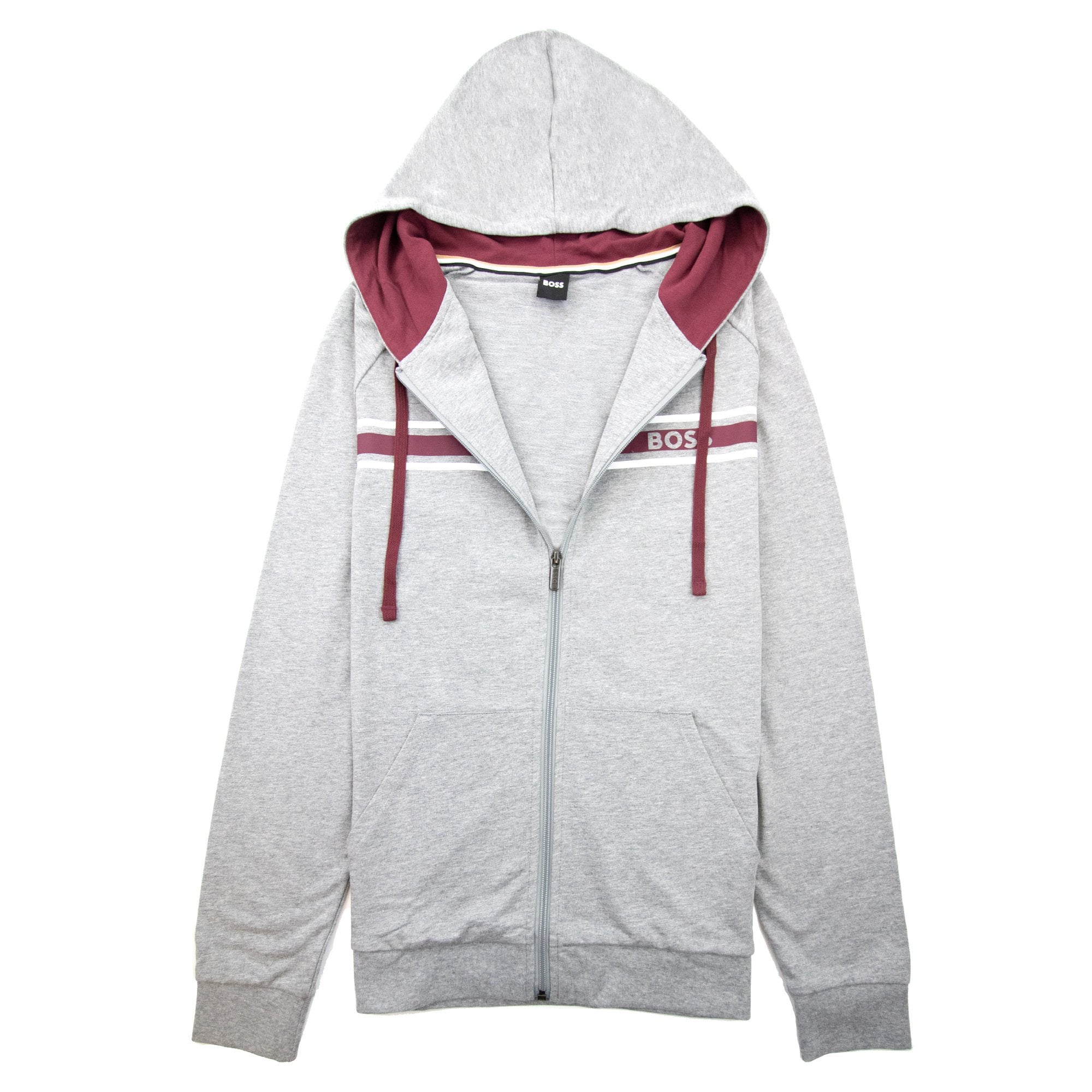 Hugo Boss Authentic Stripe Logo Zip Up Hoody Grey 033