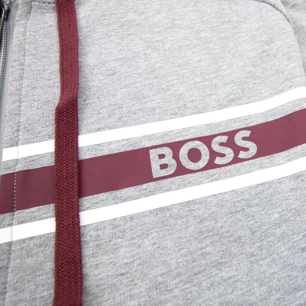 Hugo Boss Authentic Stripe Logo Zip Up Hoody Grey 033