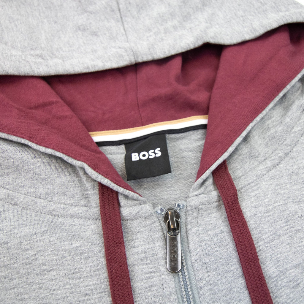 Hugo Boss Authentic Stripe Logo Zip Up Hoody Grey 033
