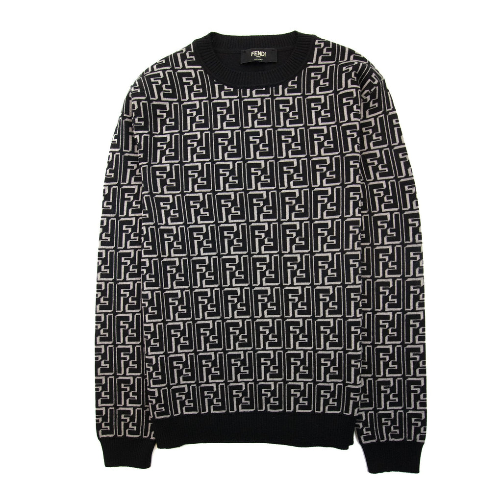 Fendi Ff Logo Knitted Sweatshirt Nero