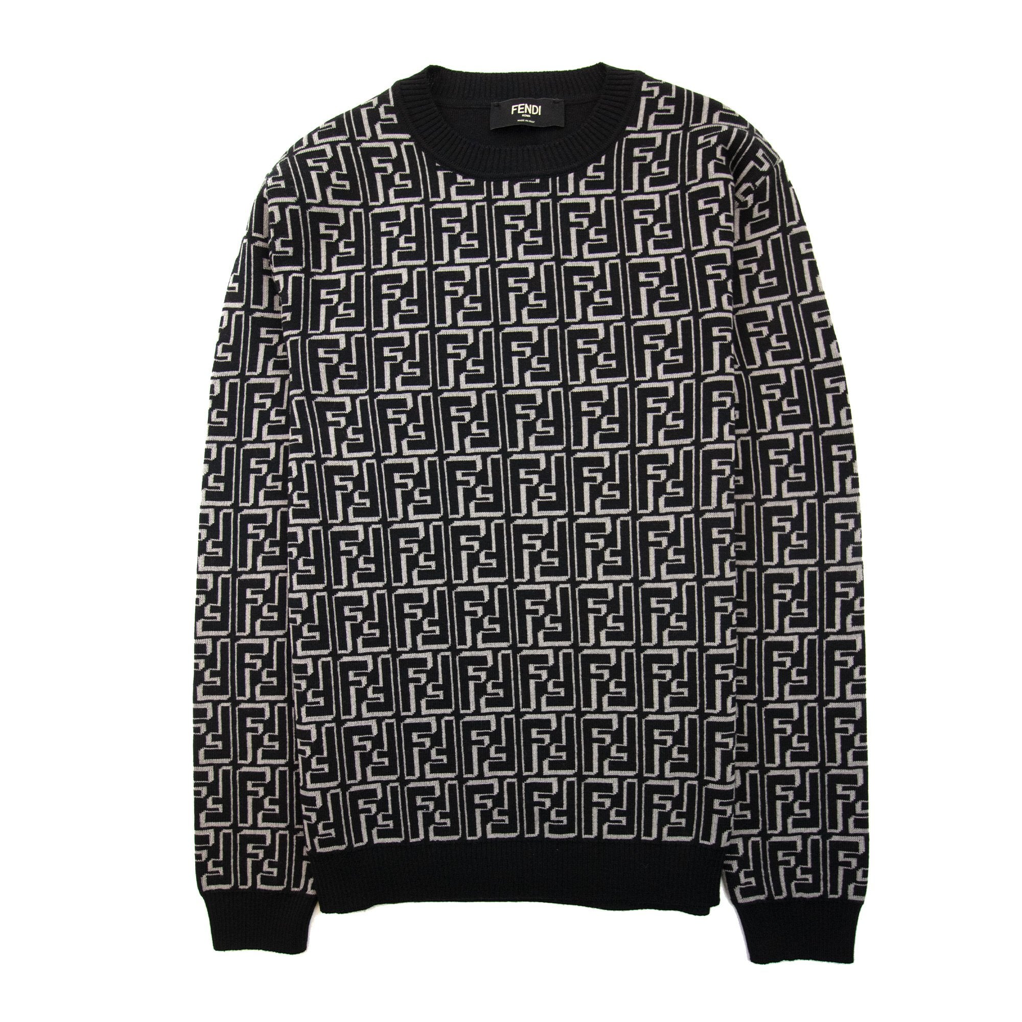 Fendi Ff Logo Knitted Sweatshirt Nero