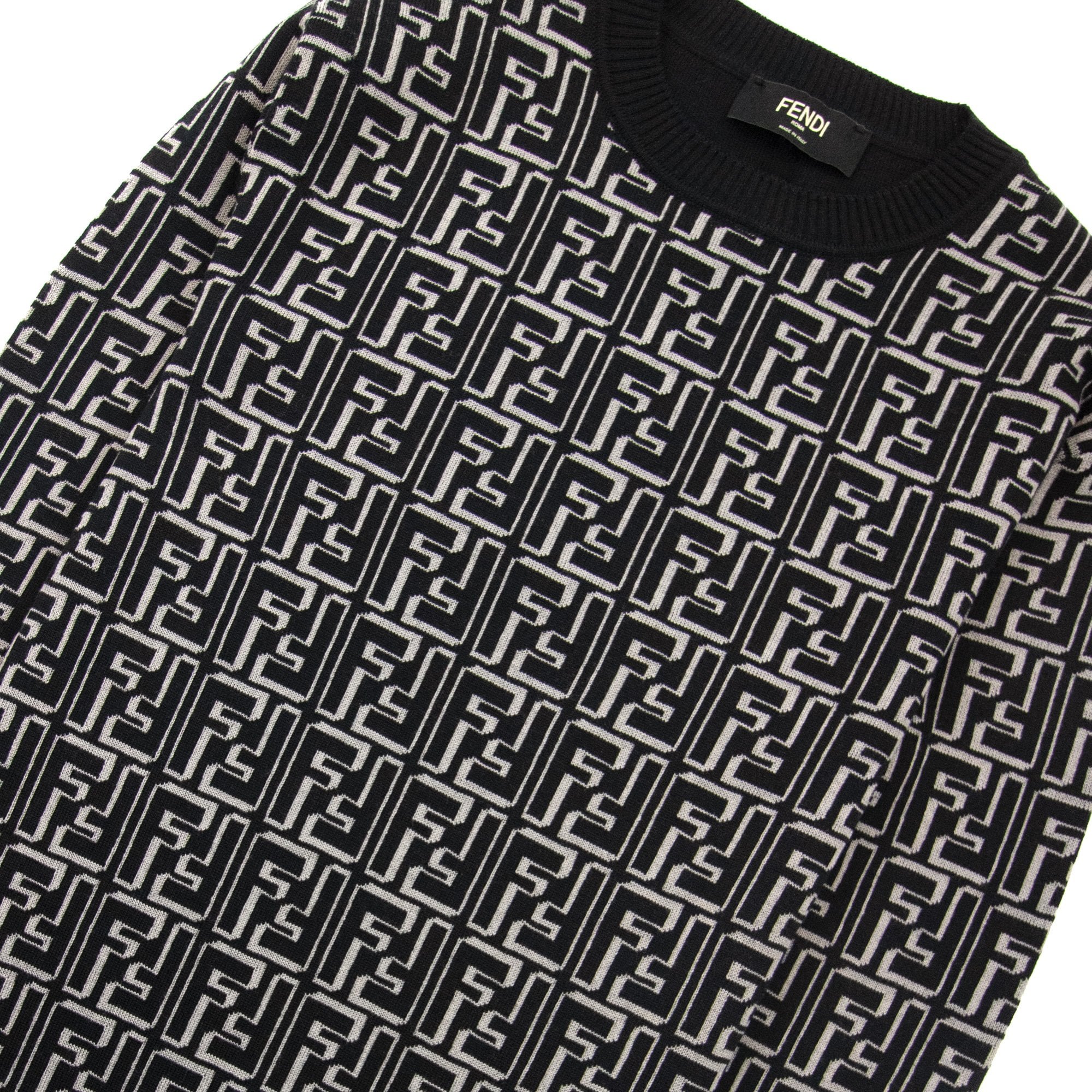 Fendi Ff Logo Knitted Sweatshirt Nero