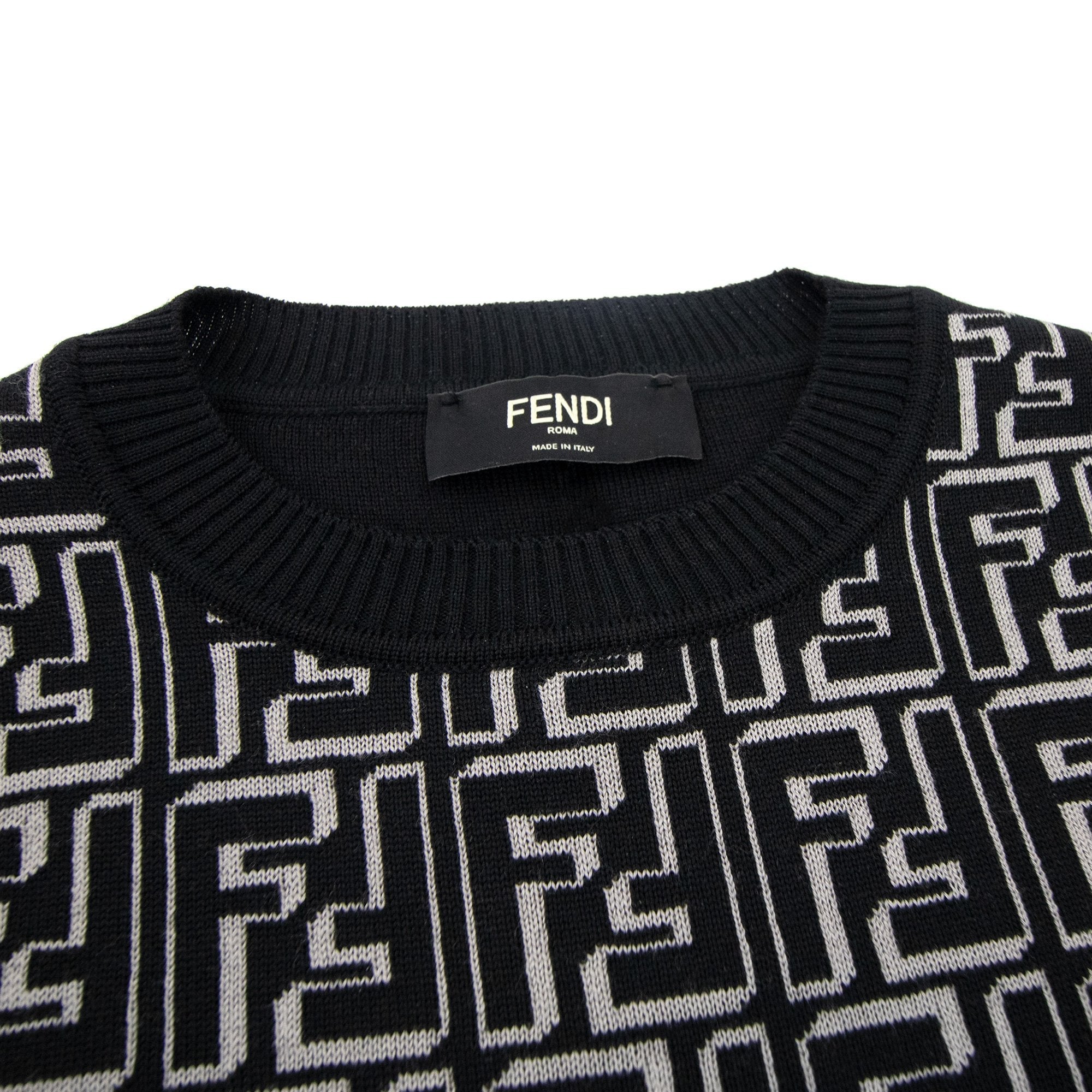 Fendi Ff Logo Knitted Sweatshirt Nero