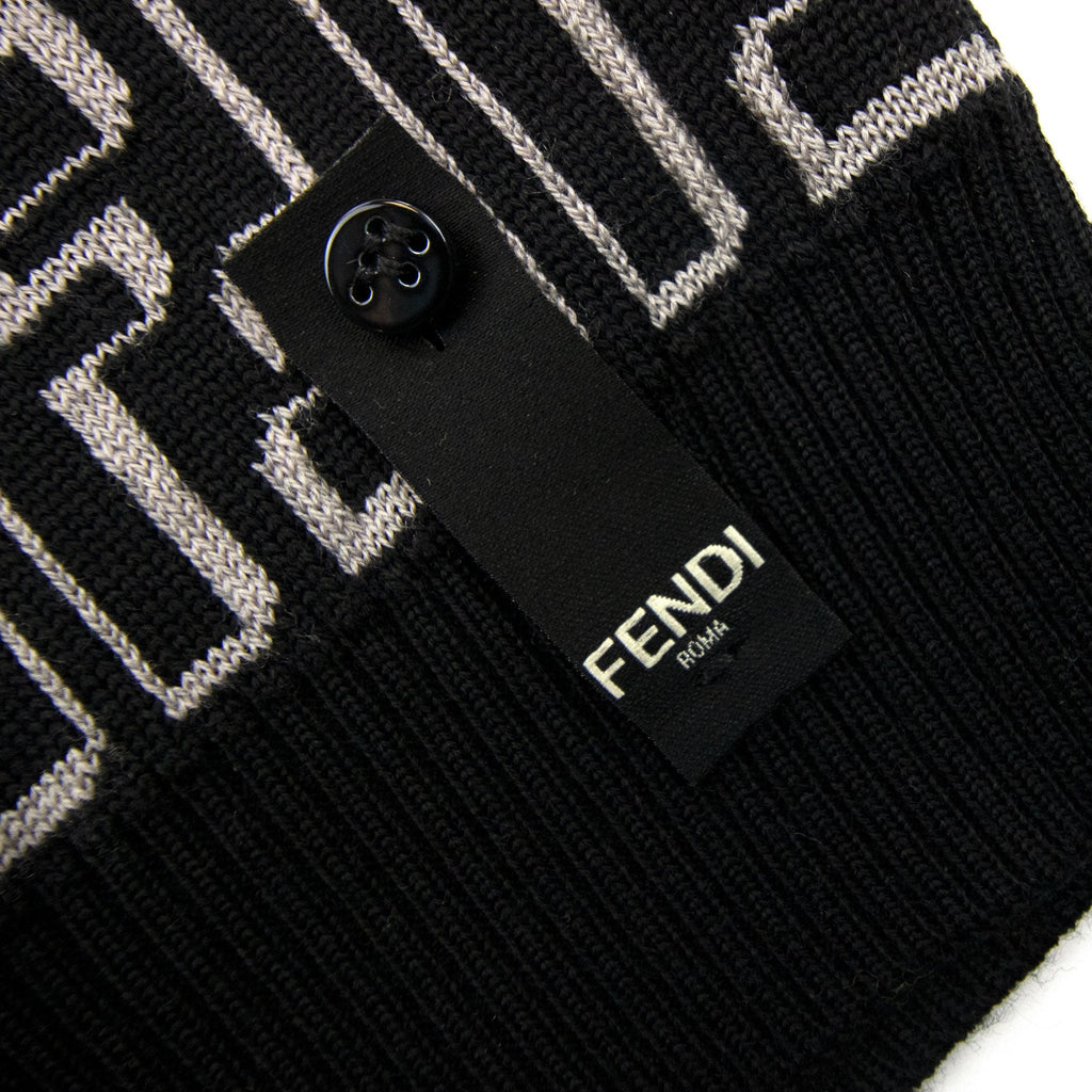 Fendi Ff Logo Knitted Sweatshirt Nero